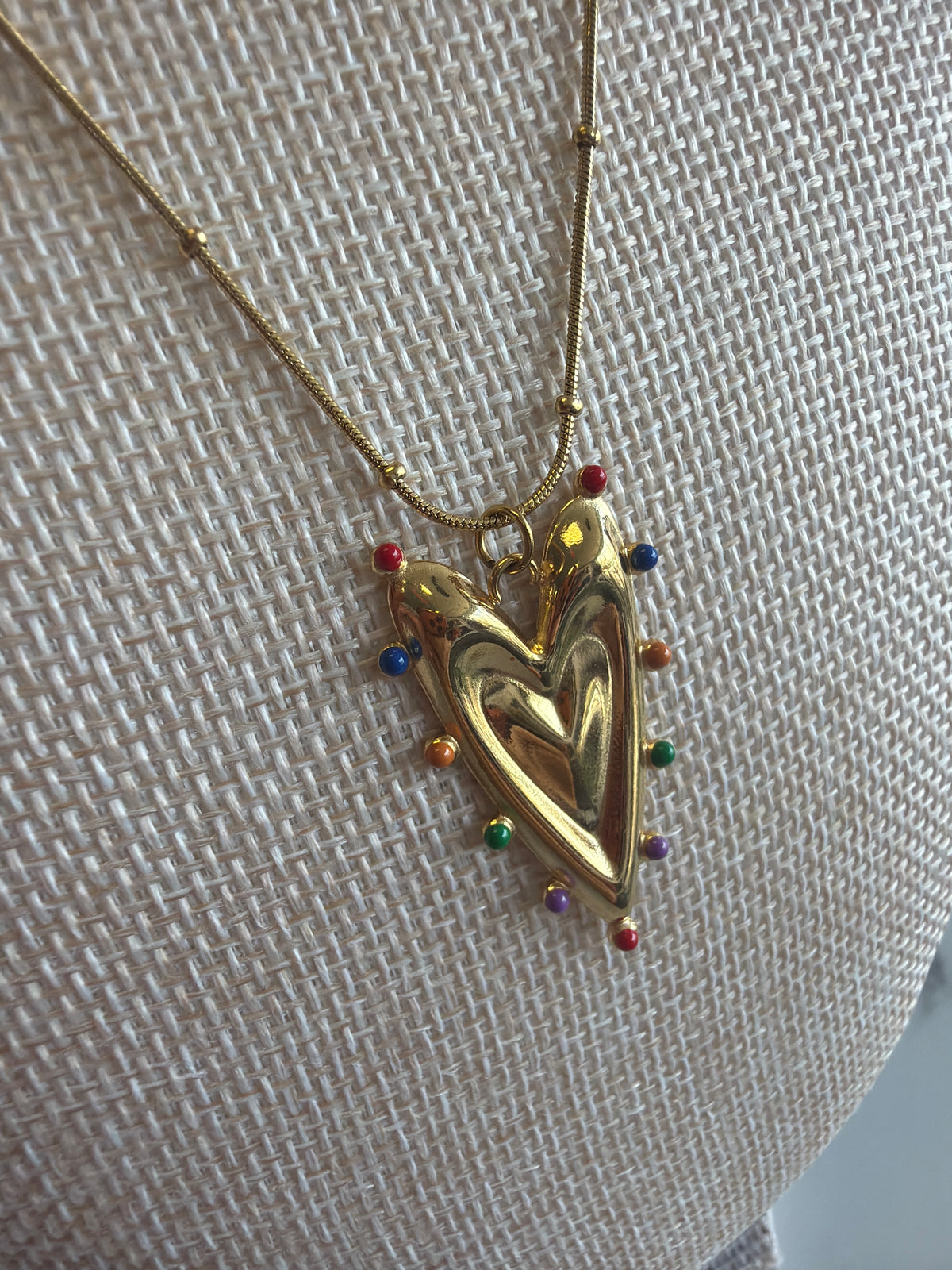 Stainless Steel Gold Plated Colorful Heat Necklace