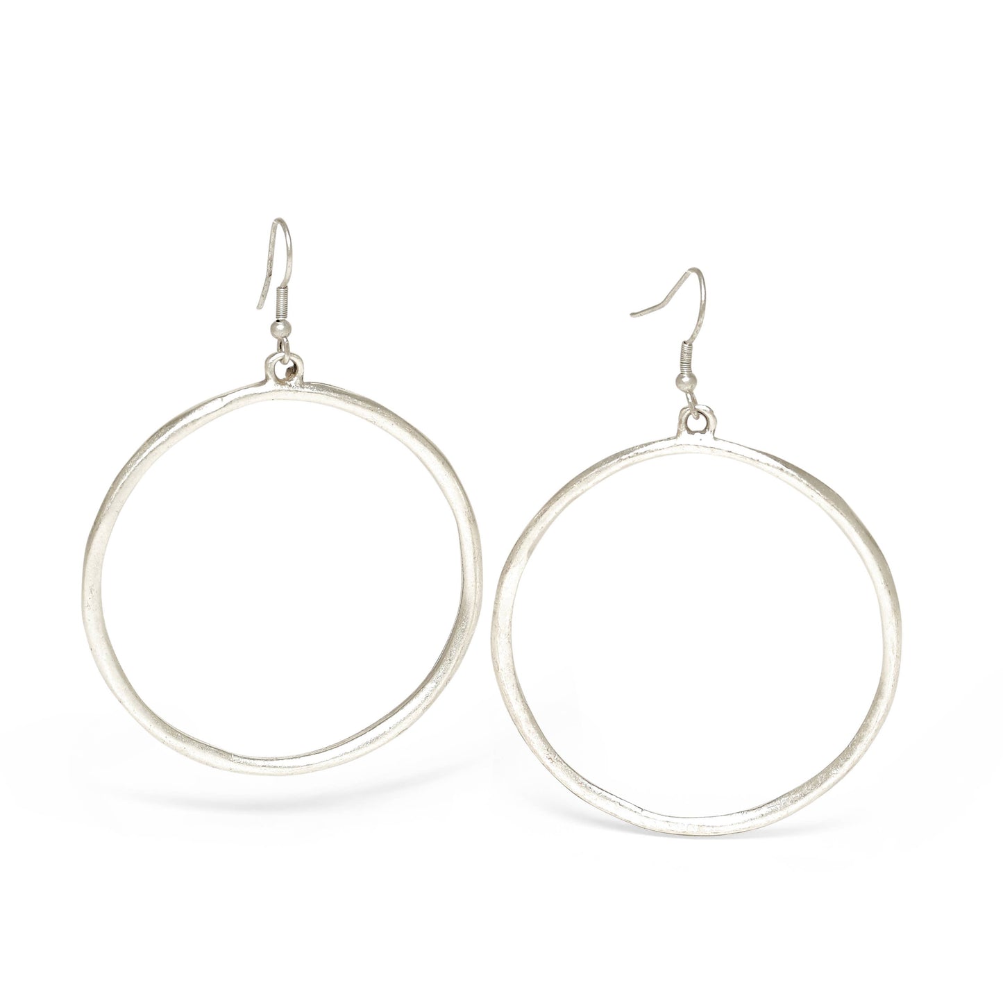 Handmade Hoop Pewter Earrings - 24-307