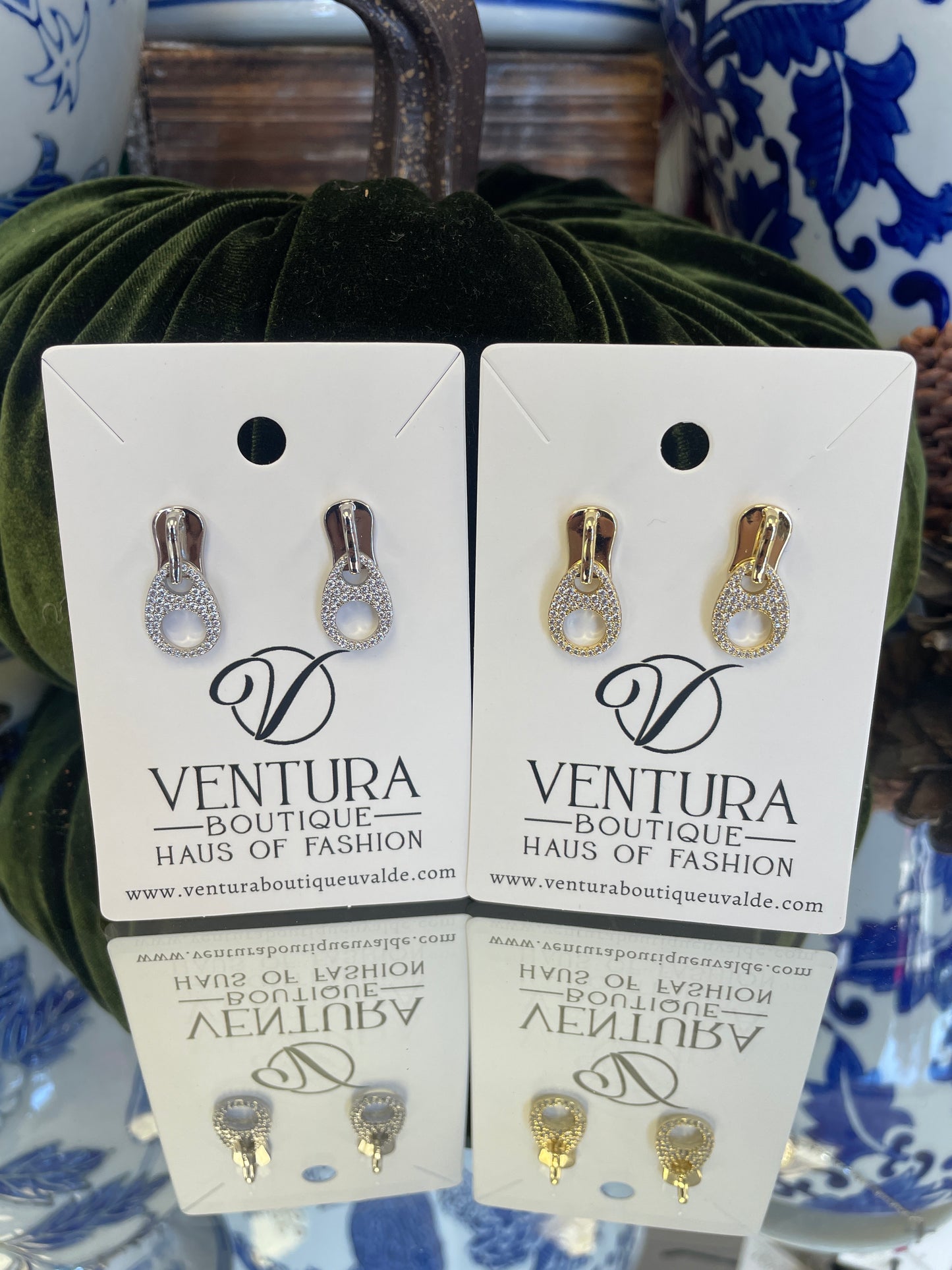 Zipper Crystal Stud Earrings
