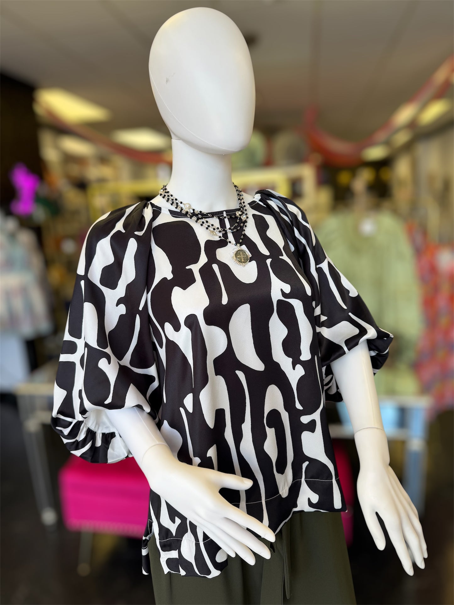 Black & White Fate Silk Top