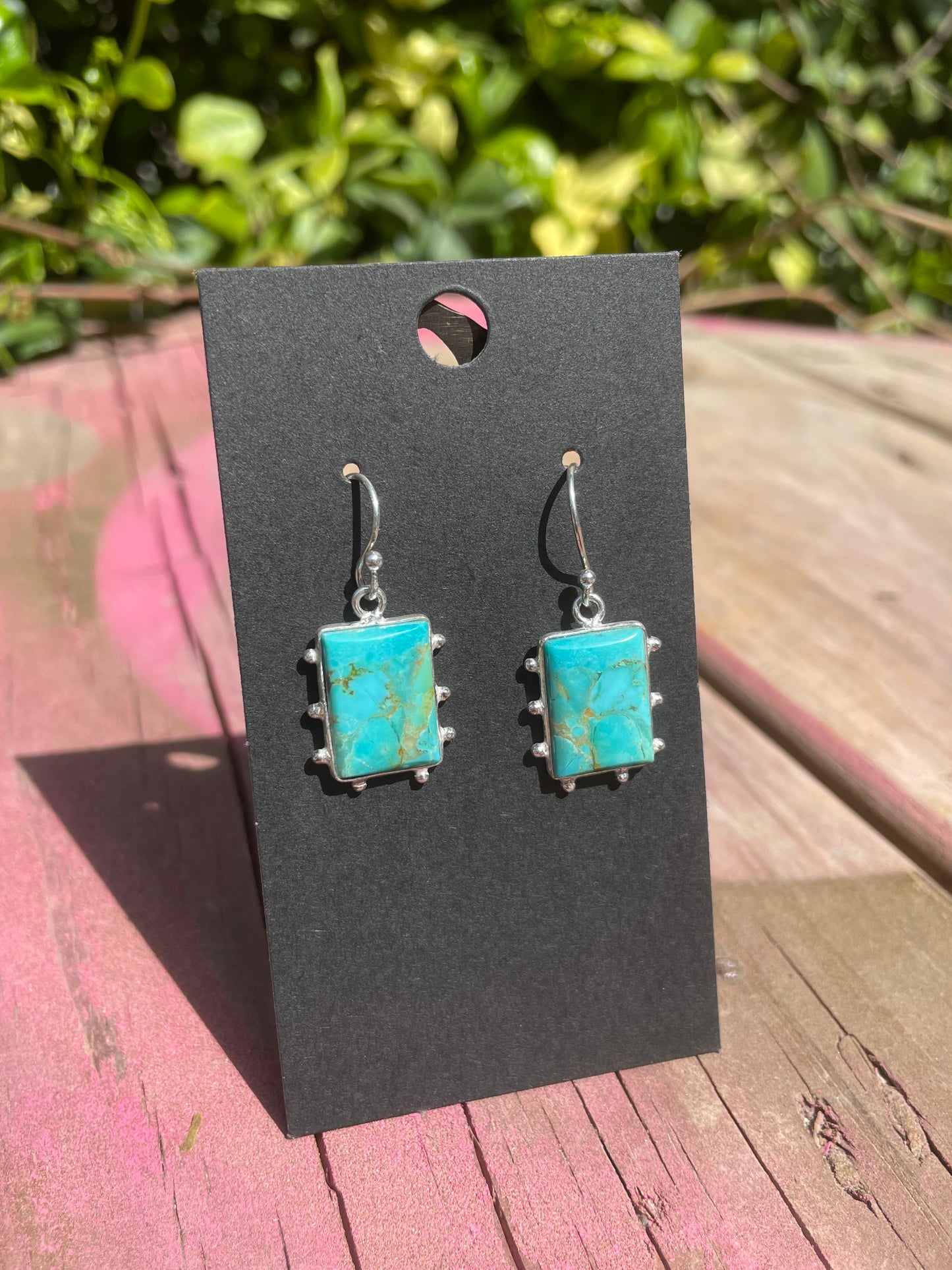 Natural Arizona Mojave Turquoise Square Earrings