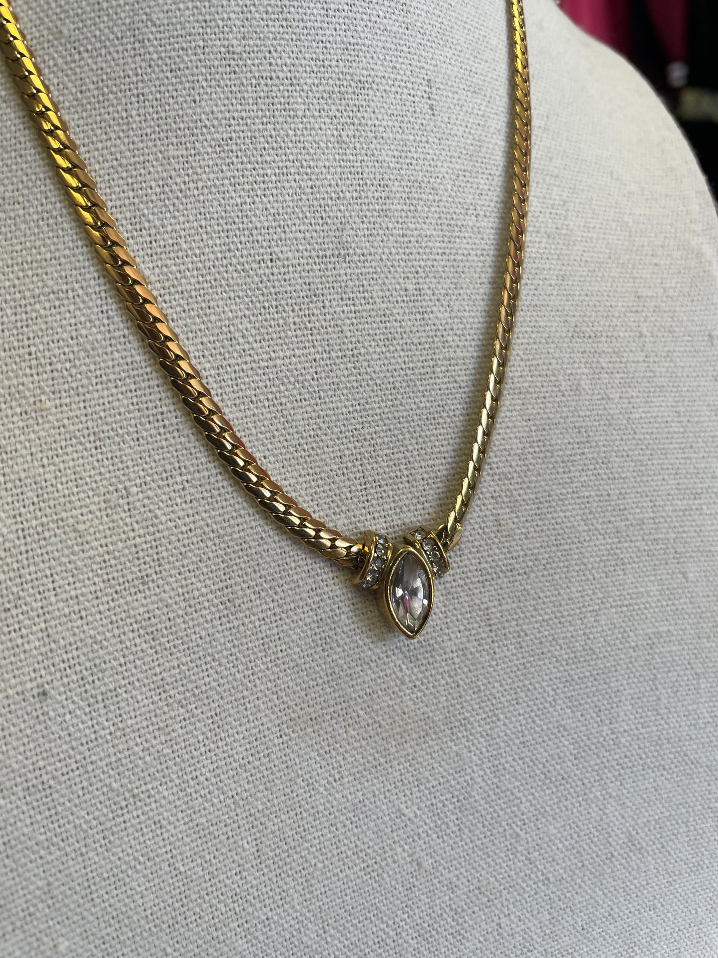 Stainless Steel Gold Plated Mini Cuban Crystal Necklace