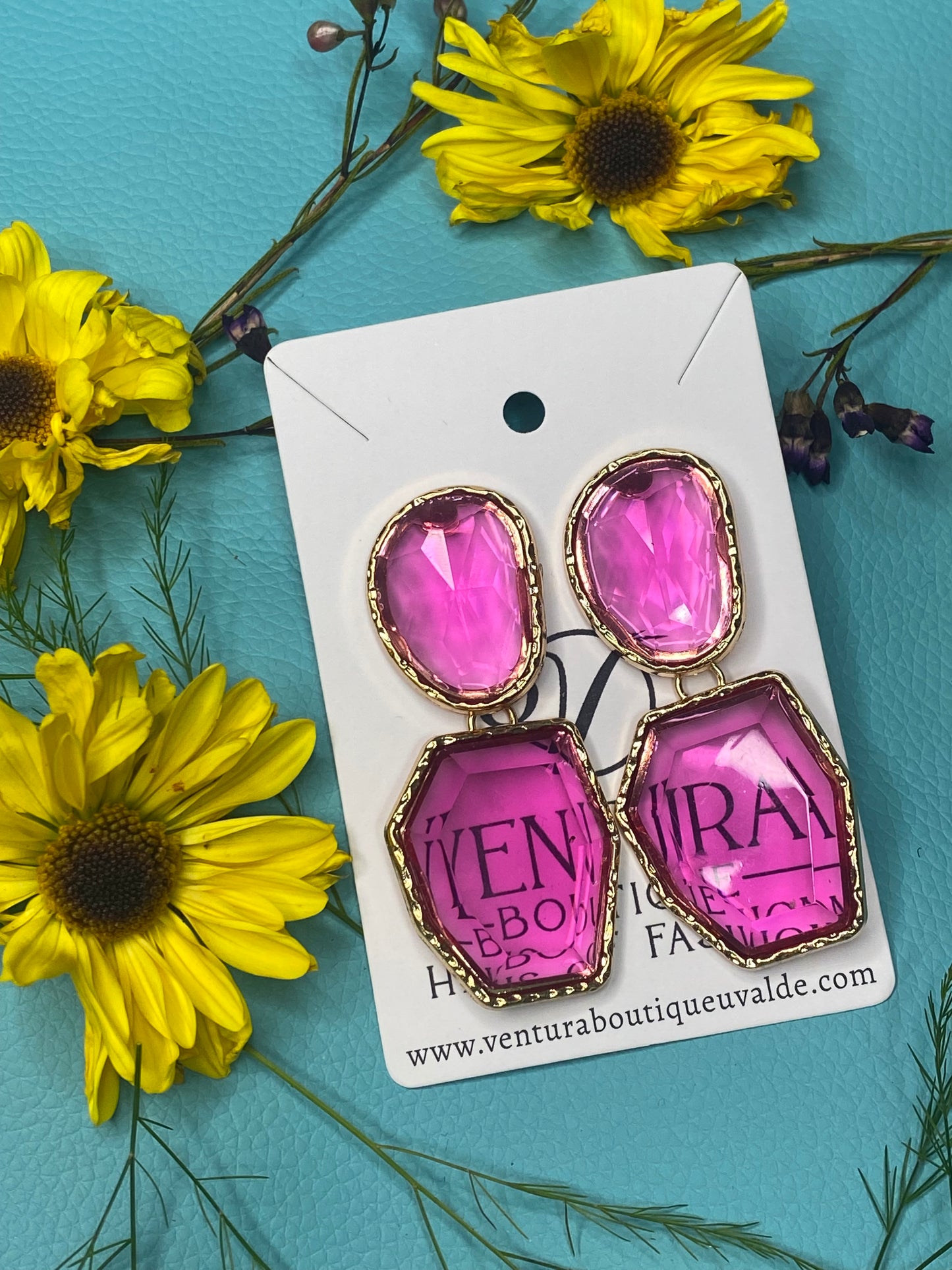 Pink Post Drop Earrings