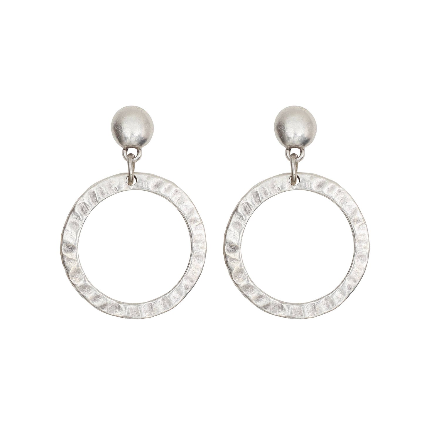 Handmade Hammered Hoop Pewter Earrings - NE1512