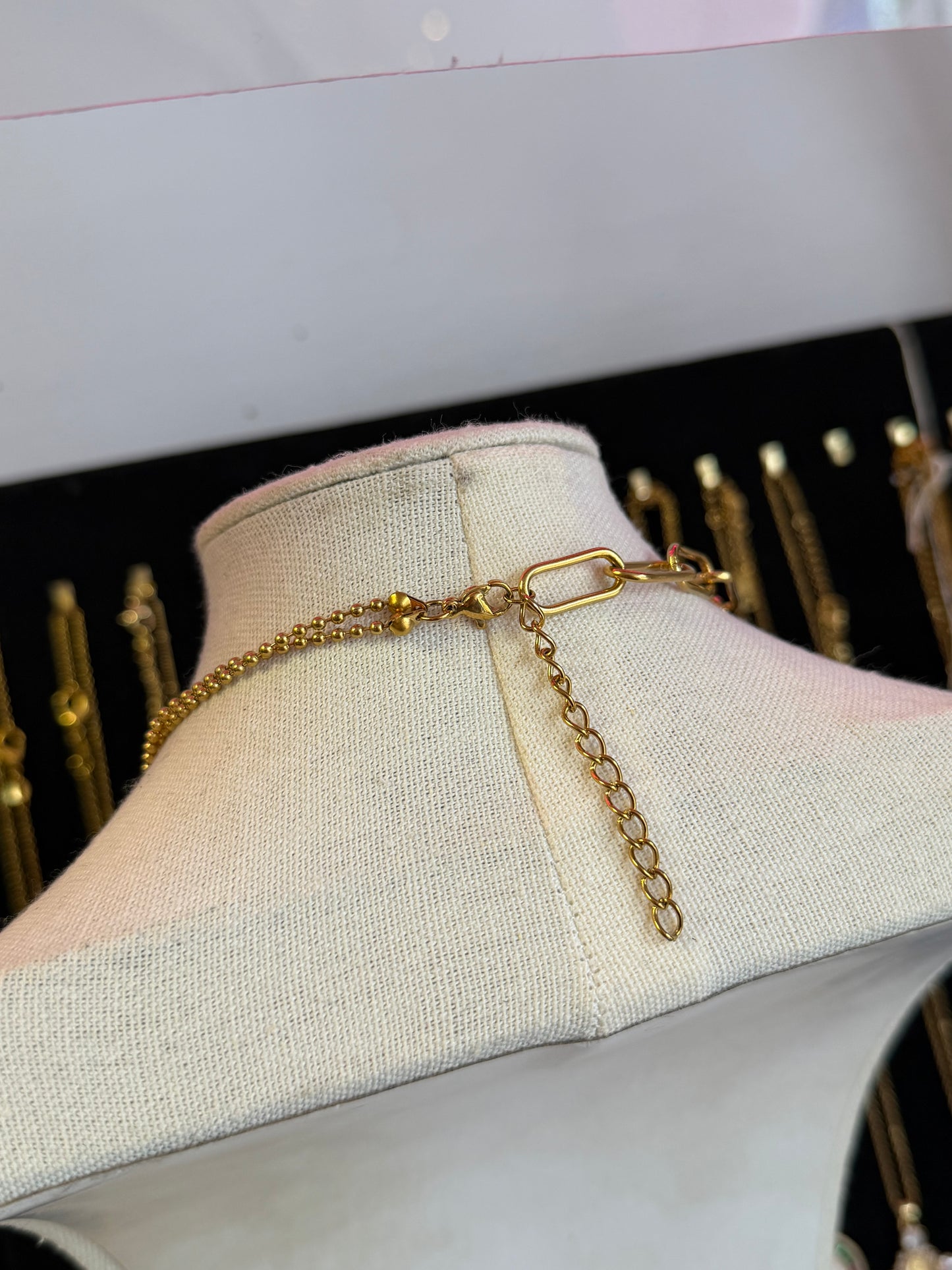 Stainless Gold Plated Multi Charm Necklace
