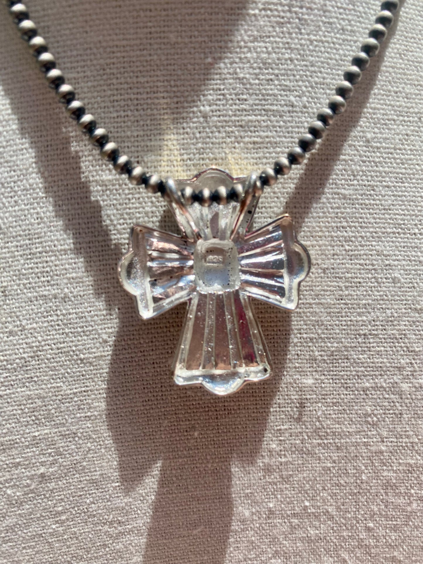 2 Tone Sterling Silver Cross Slider Pendant