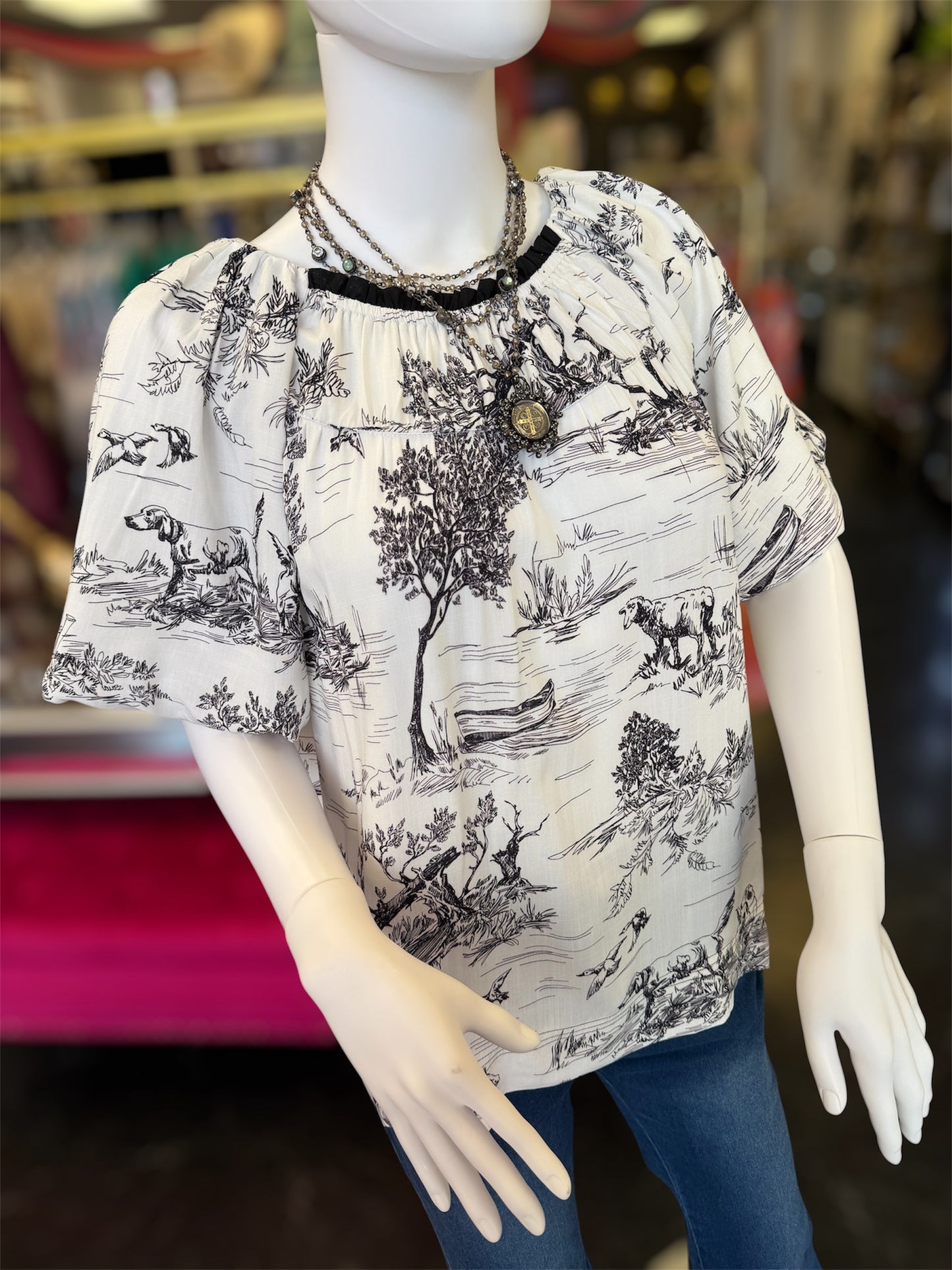 Black And White Toile De Jouy Top