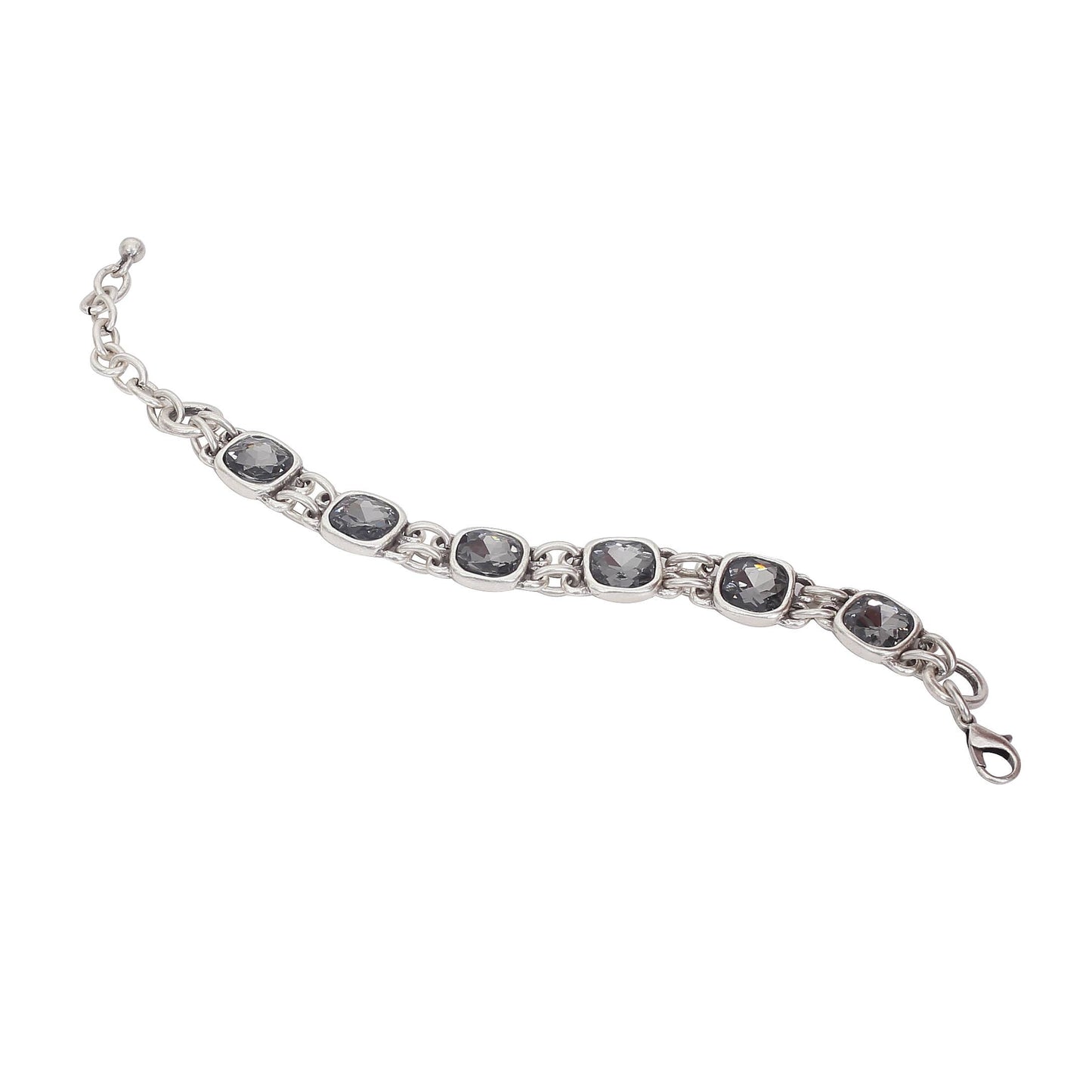 Handmade Smoky Crystal Pewter Bracelet - 2911