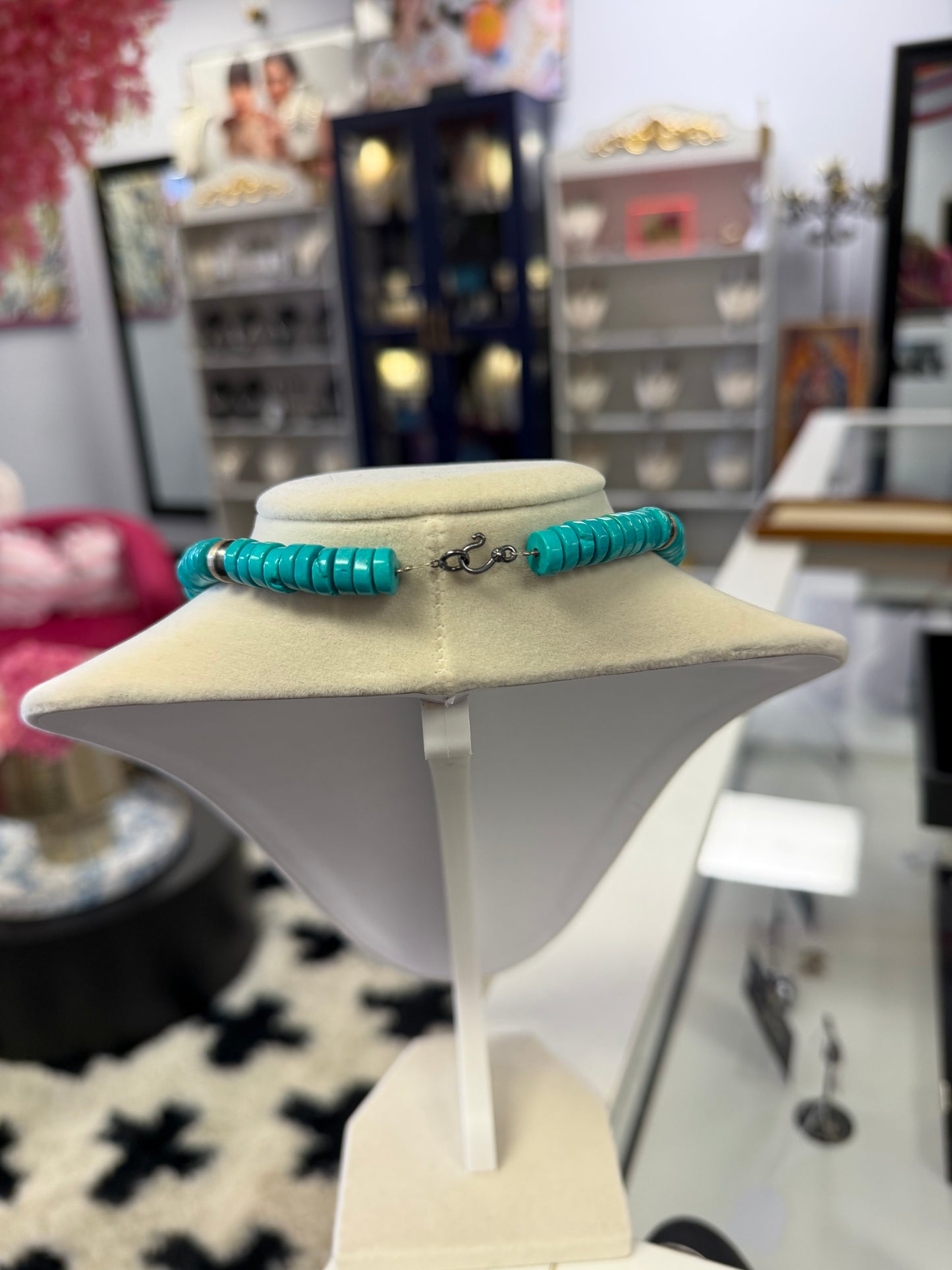 Turquoise Bead & Sterling Silver Beaded Necklace