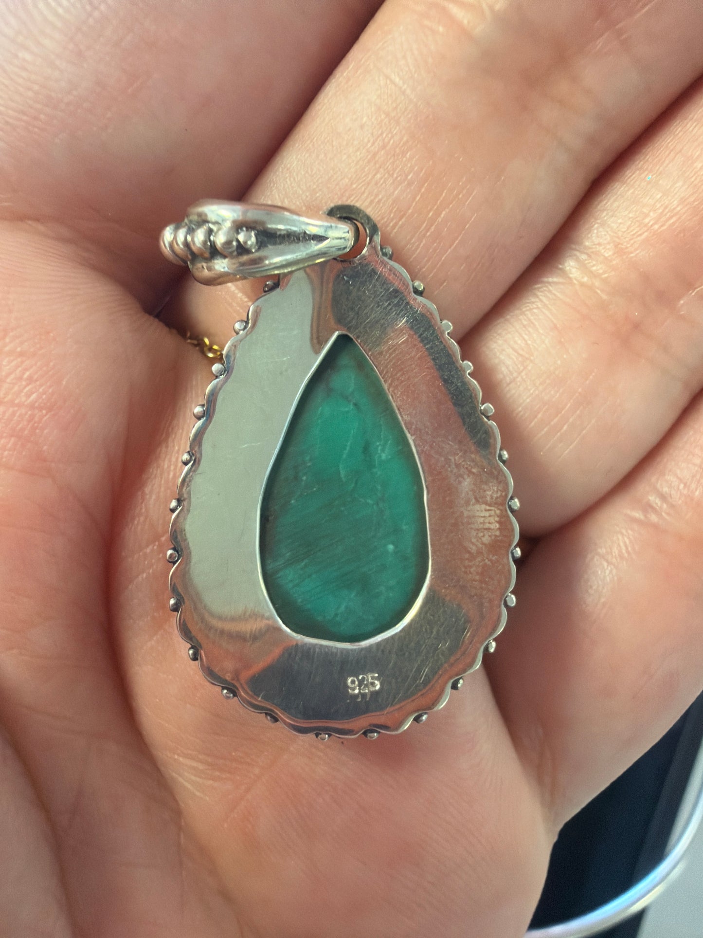 Sterling Silver Turquoise Tear Pendant