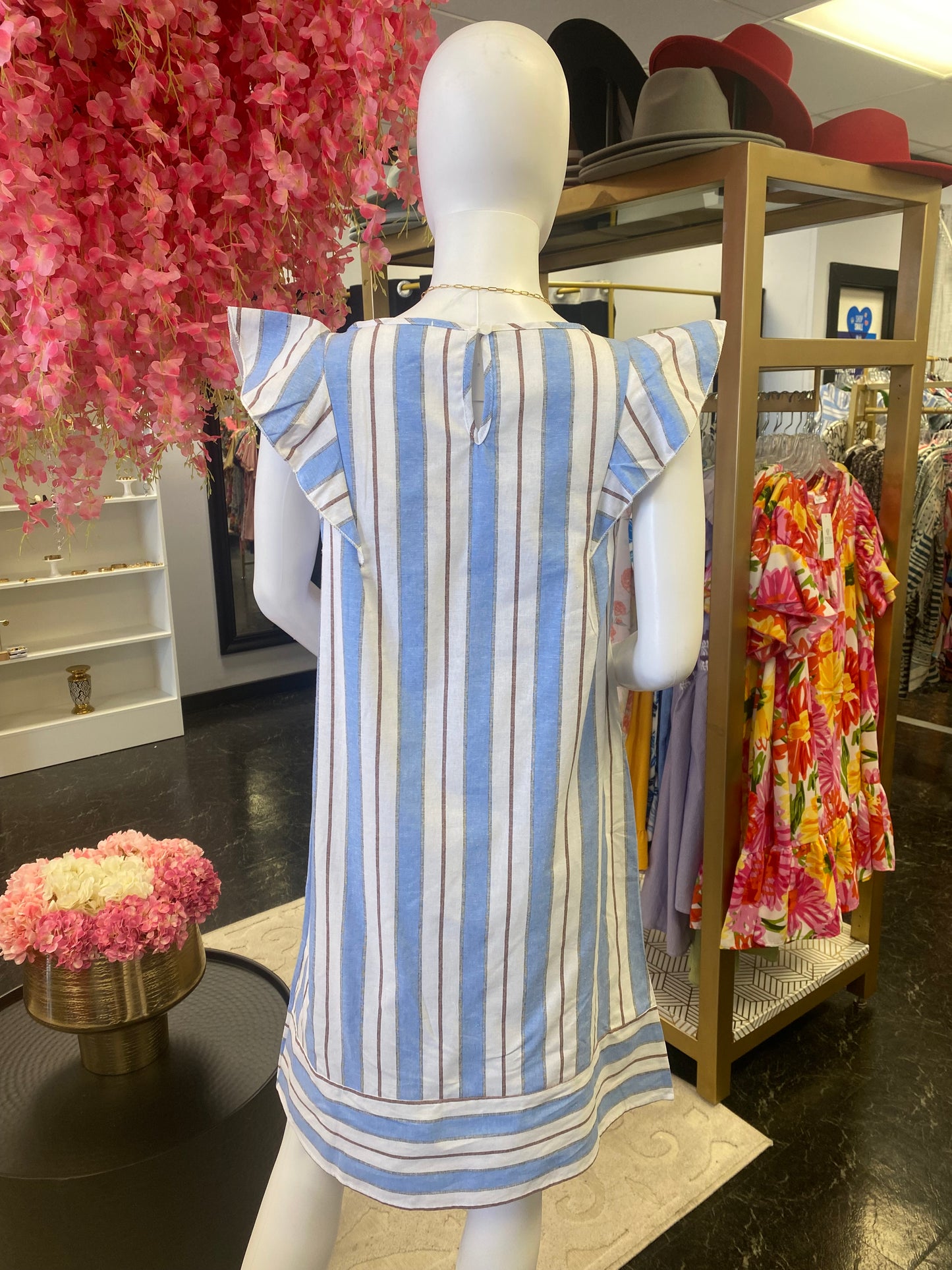 Blue And Brown France Summer Dress