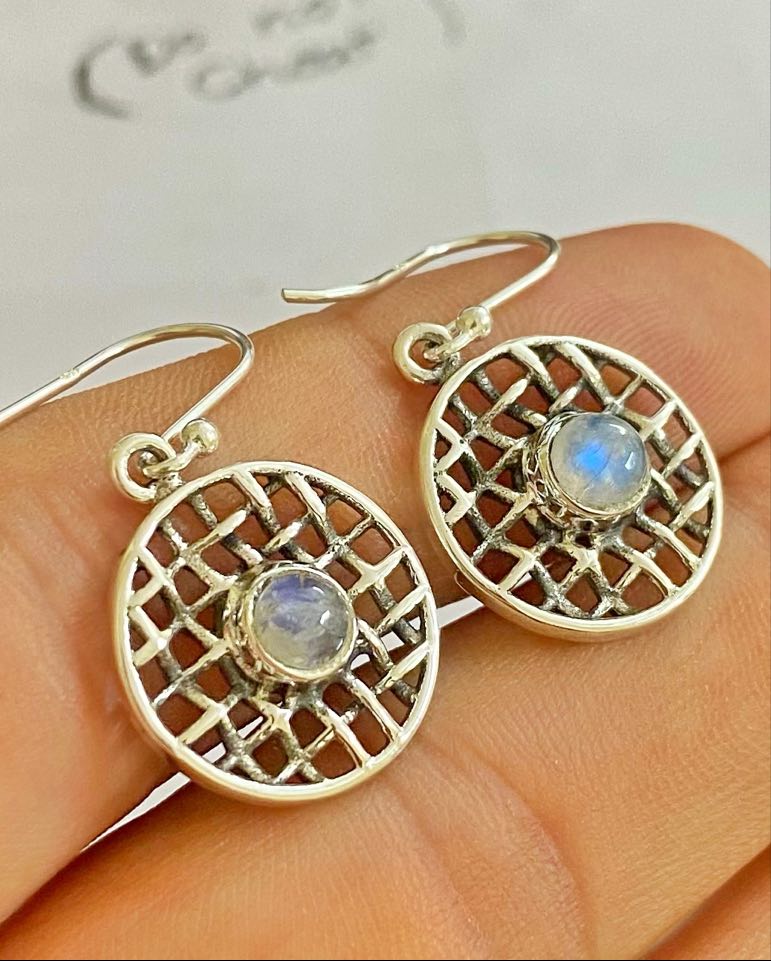 natural rainbow moonstone 925 sterling silver dangle earrings jewelry