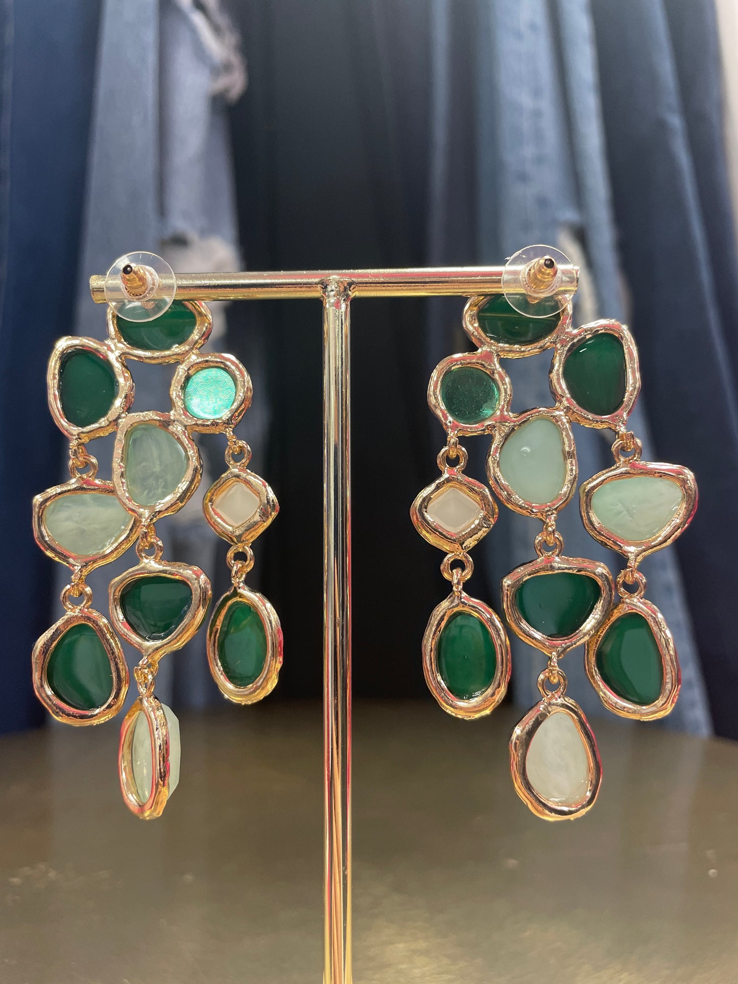 Multi Green Drop Beautiful Earrings