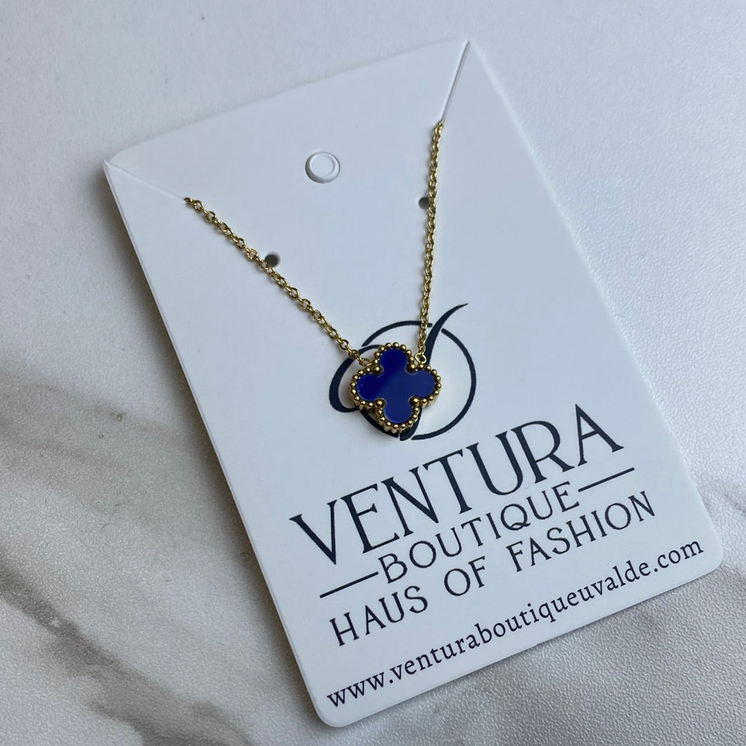 Blue Clover Necklace