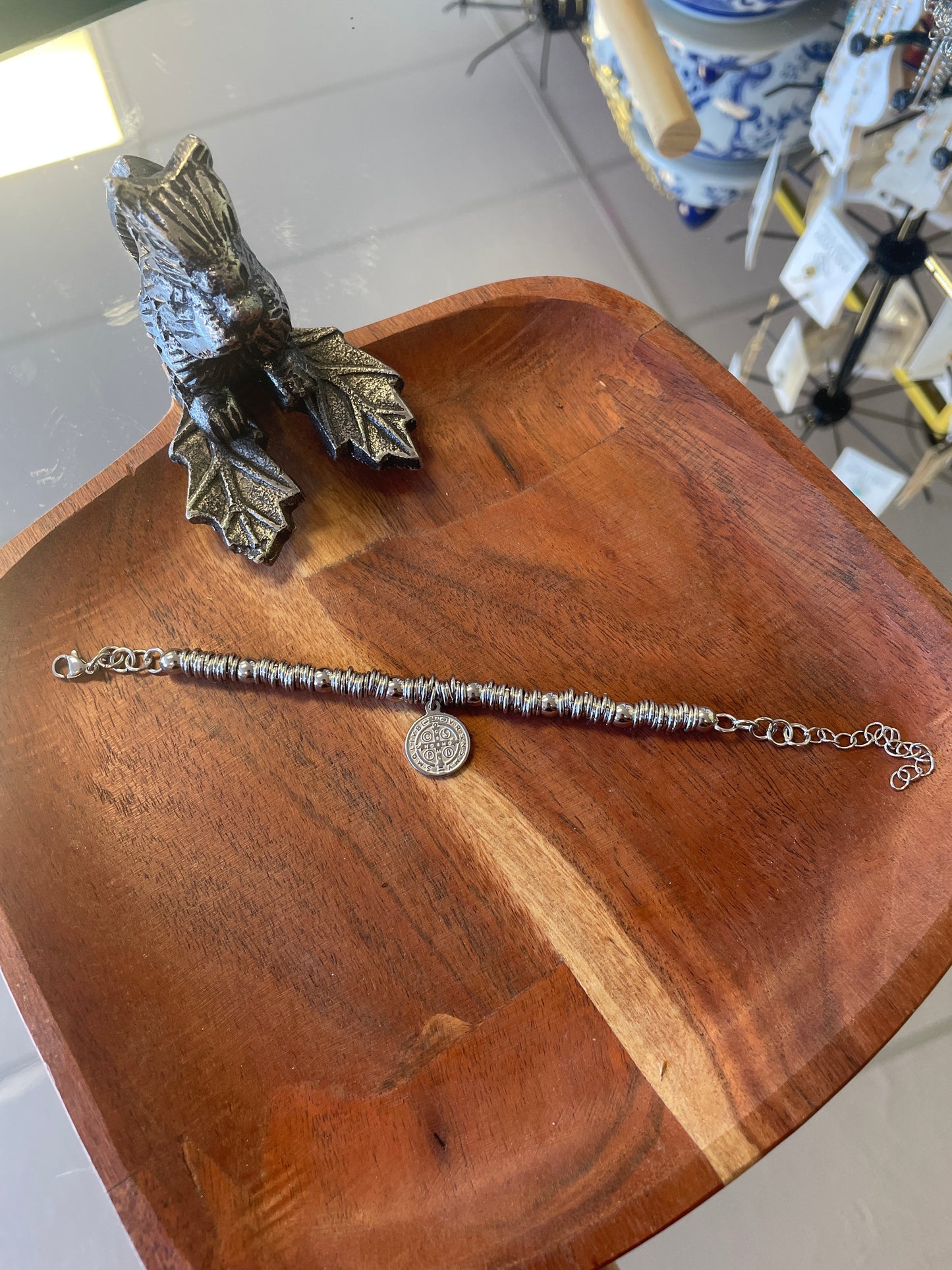 Saint Benedict Silver Beaded Bracelet