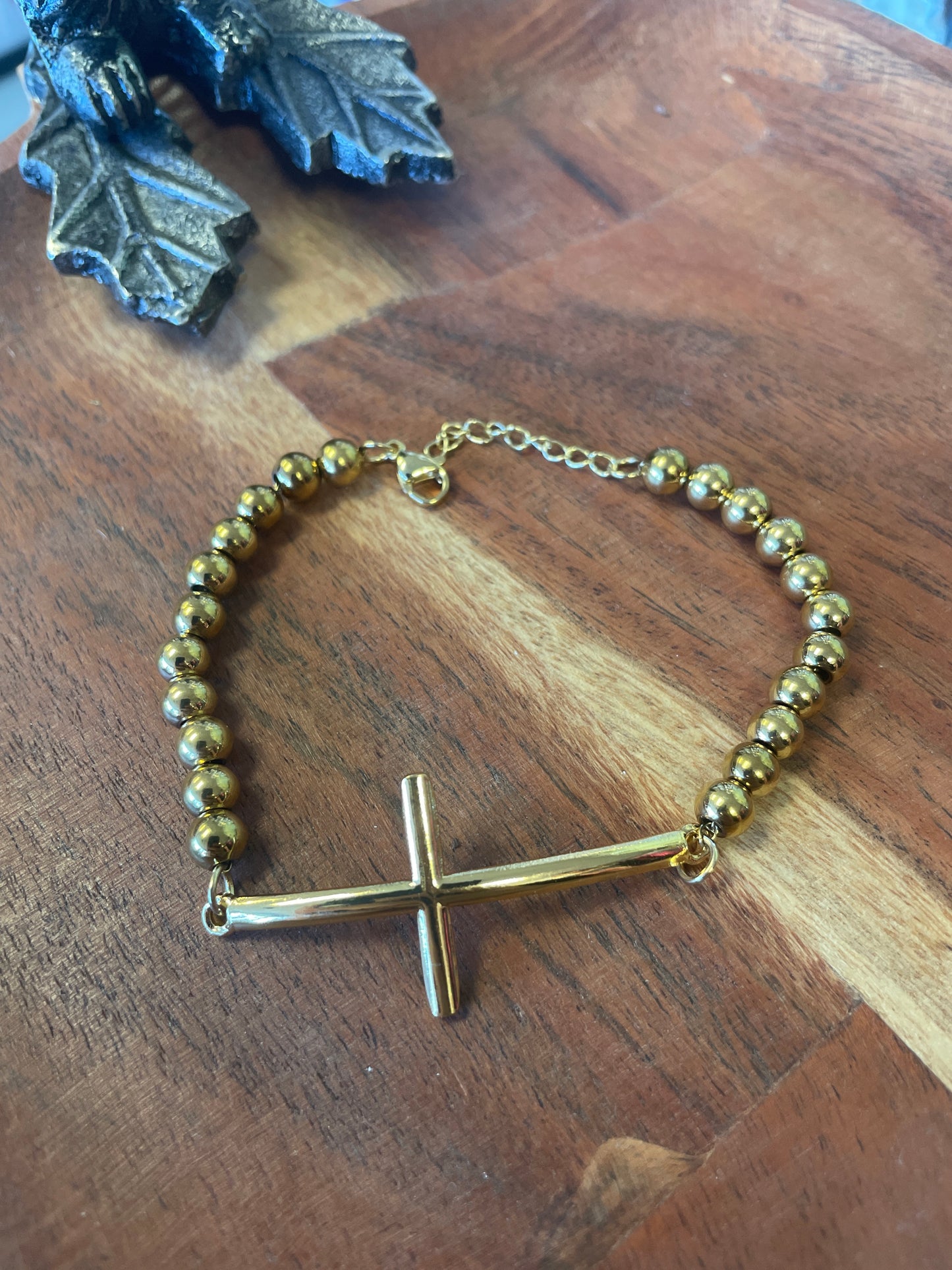 Gold Cross Beaded Bracelet