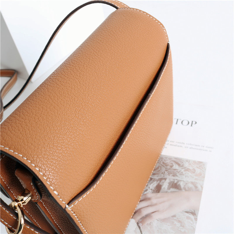 Brown Pebbled Leather Equestrian Crossbody Purse