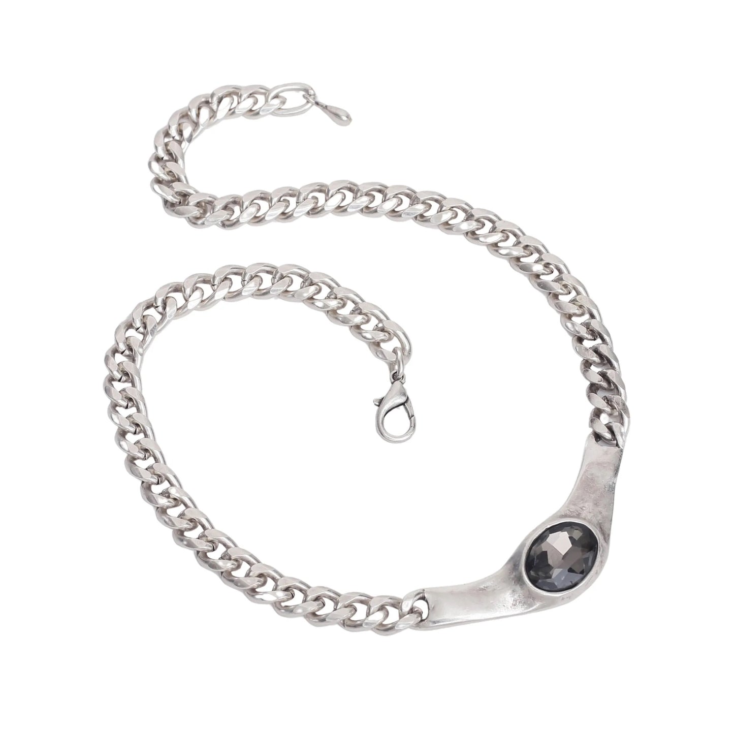 Handmade Smokey Crystal Pewter Necklace