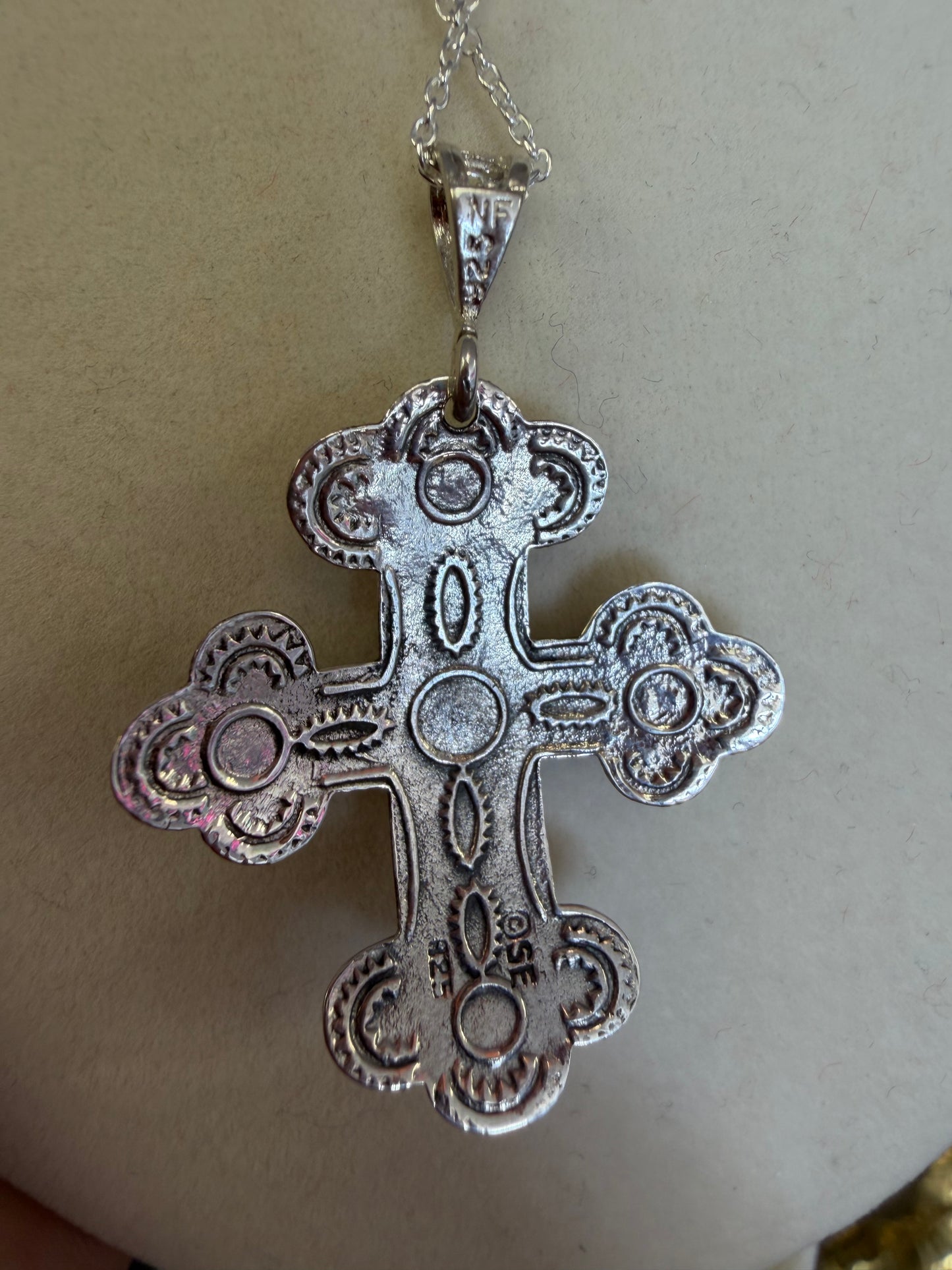 Multi Gemstone Sterling Silver Cross Pendant