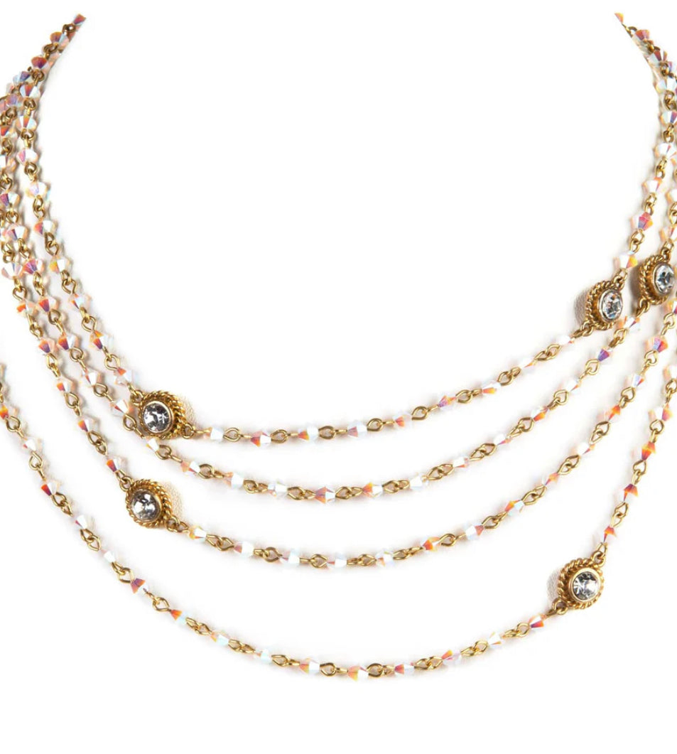Magdalena - 4mm Bicone - Gold / White Opal AB