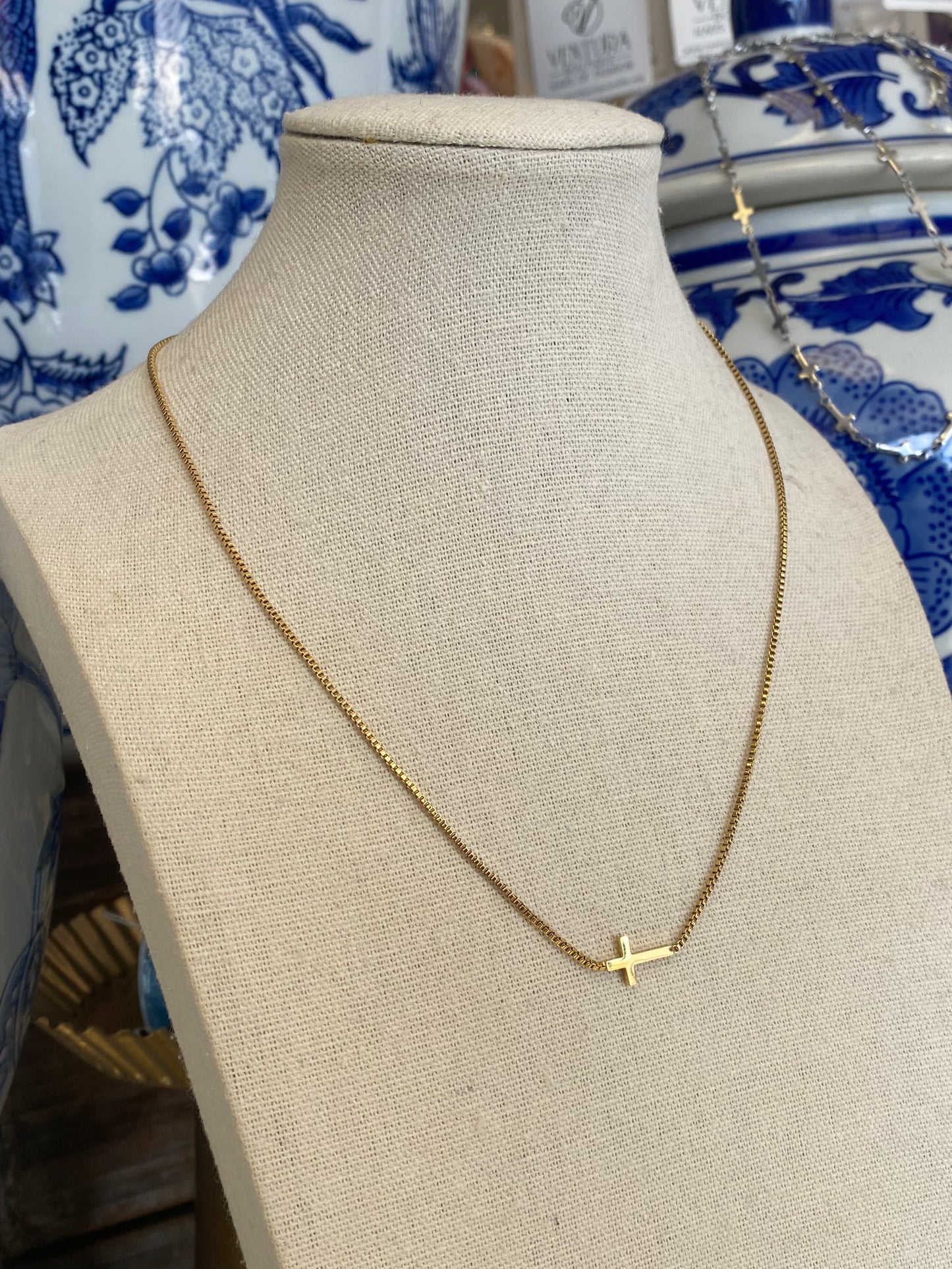 Stainless Steel Gold Side Cross Box Chain