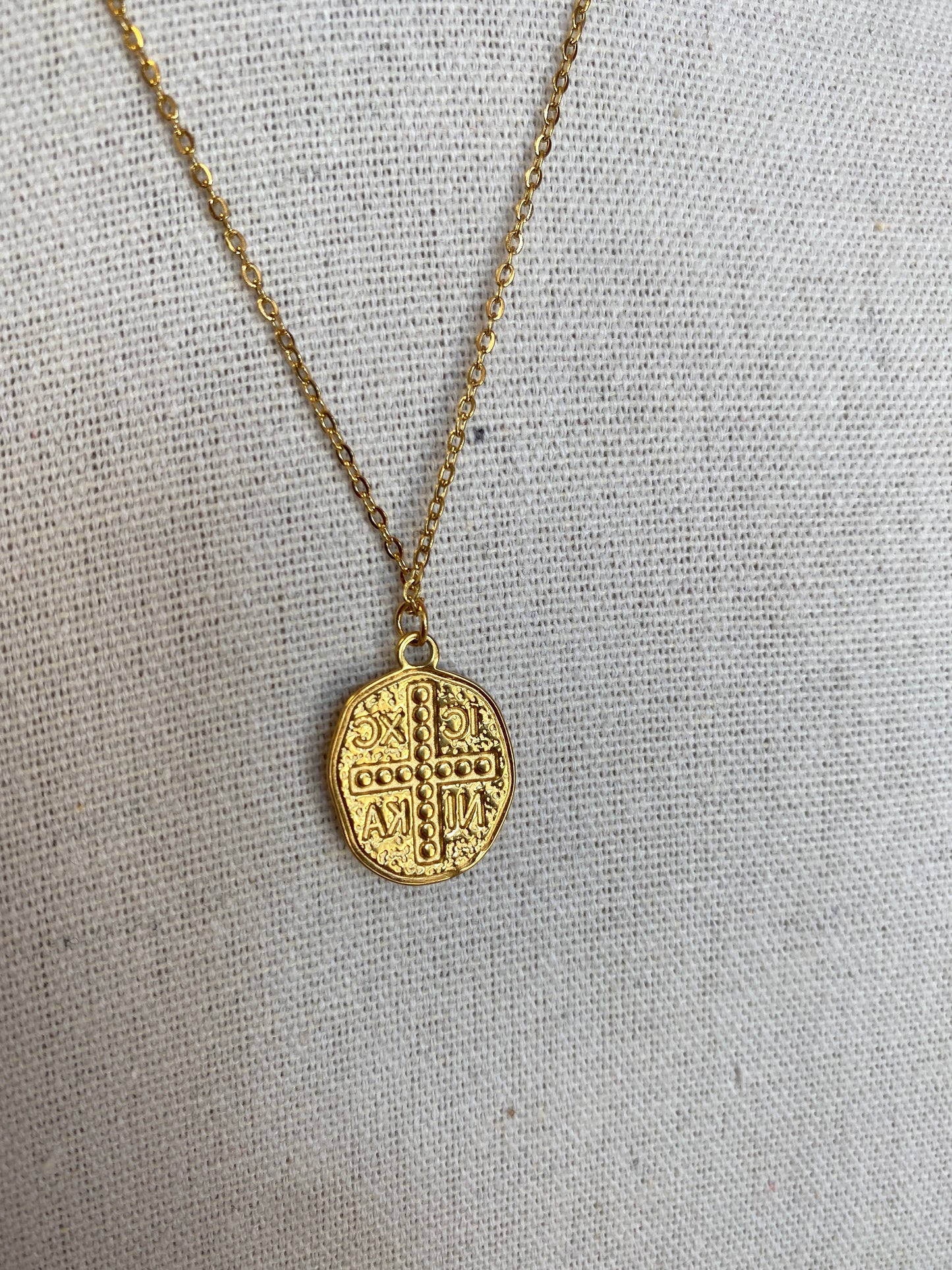 Crystal Cross Coin Necklace