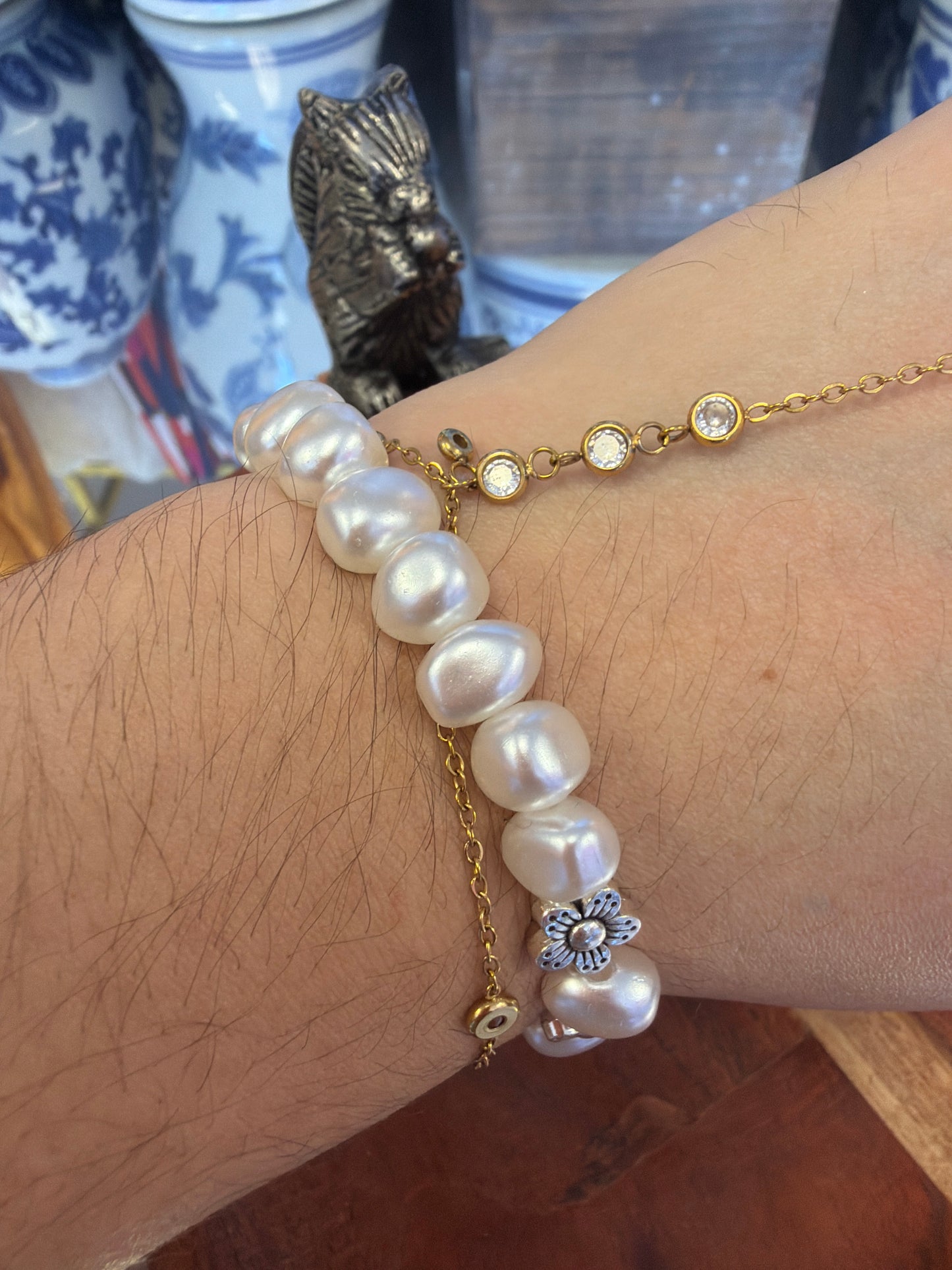 Religious White Beaded Stretch Bracelet