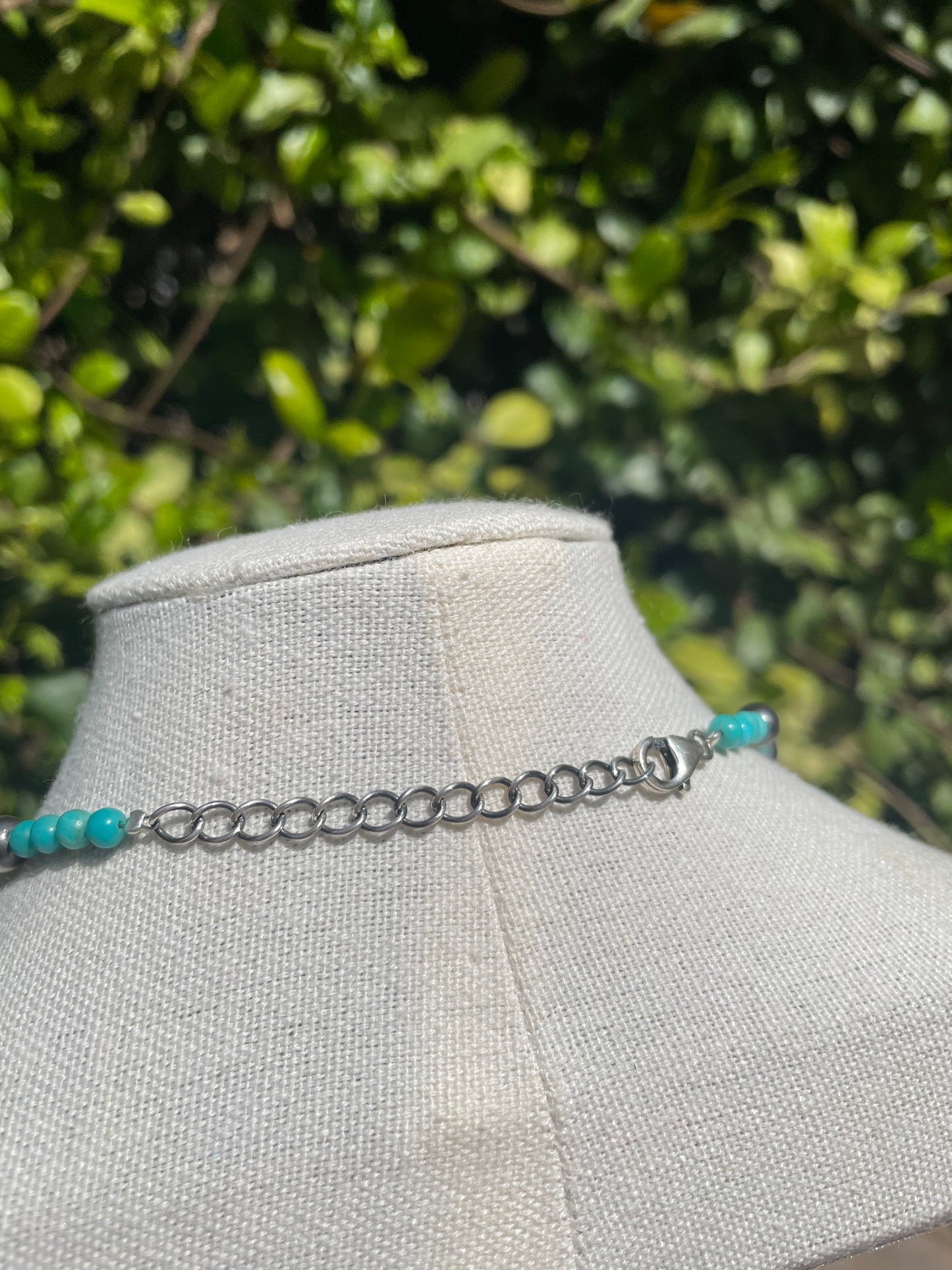 Turquoise Sterling Silver Beaded Necklace
