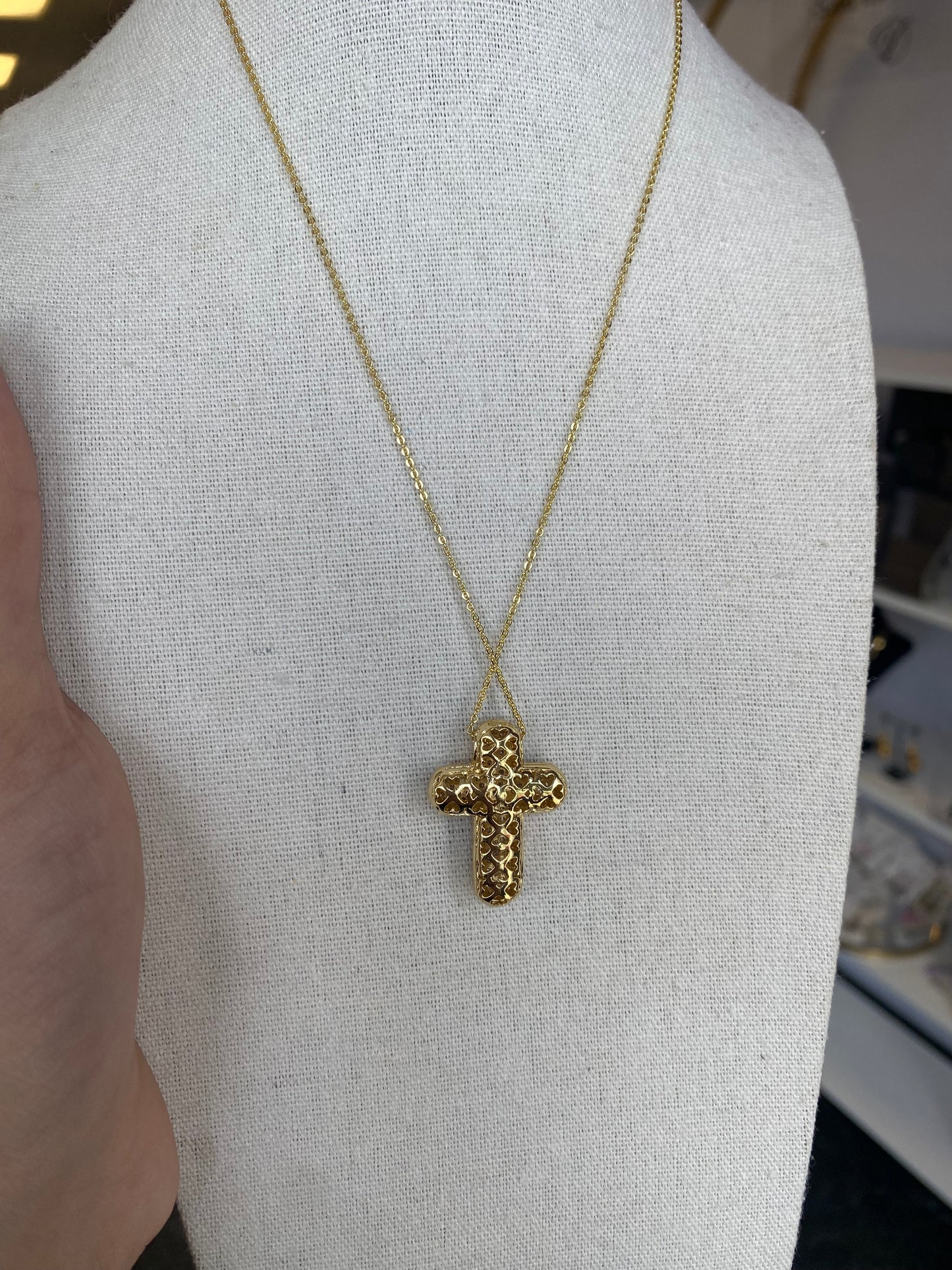 Crystal Pave Gold Cross Necklace