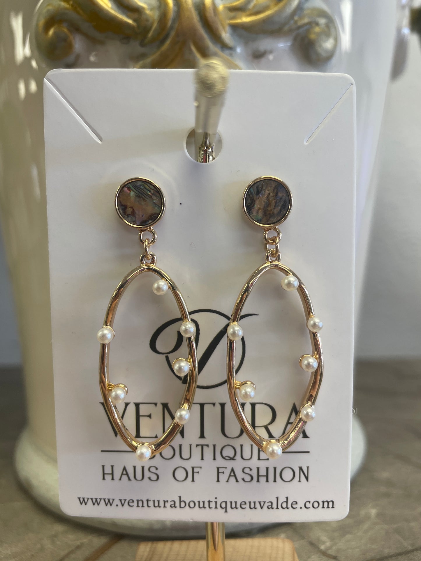 Multi Stone Post Drop Hoop Earring