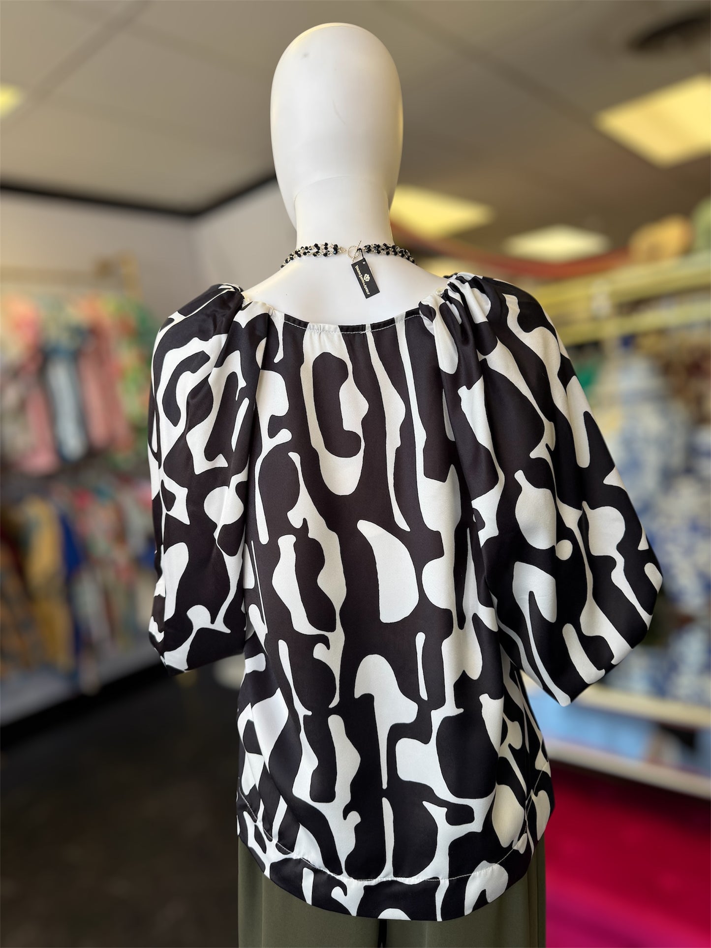 Black & White Fate Silk Top