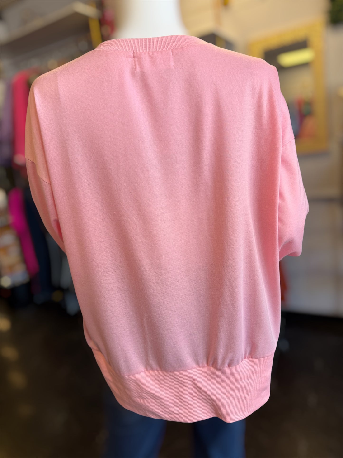 Pink Sweatshirt With Sequin Gingerbread Patches