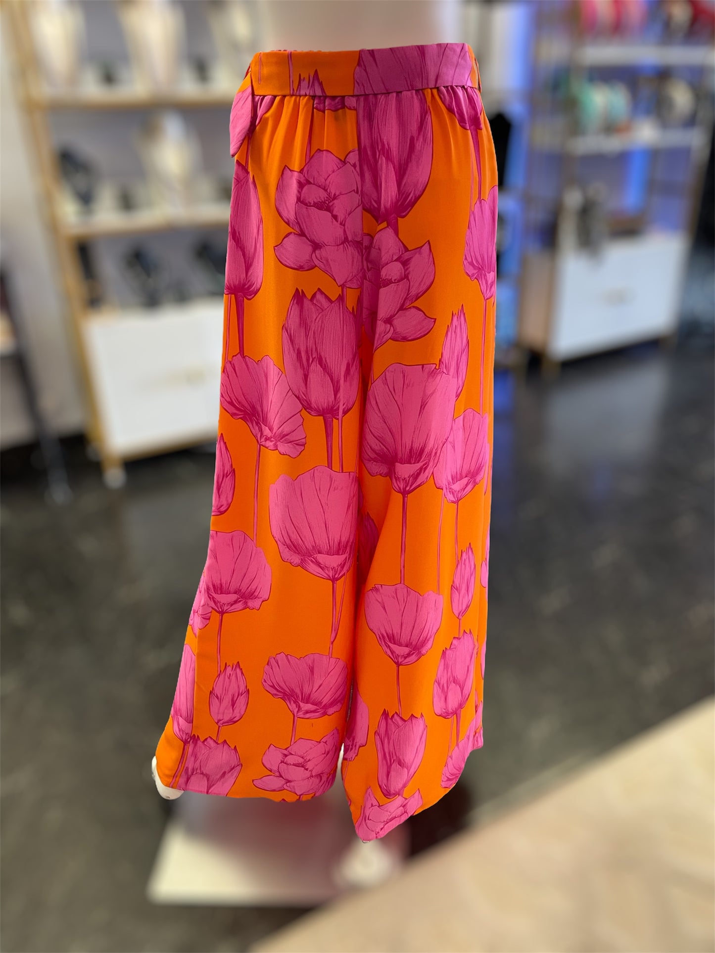 Elastic Waist Front Pocket Floral Boho Pants
