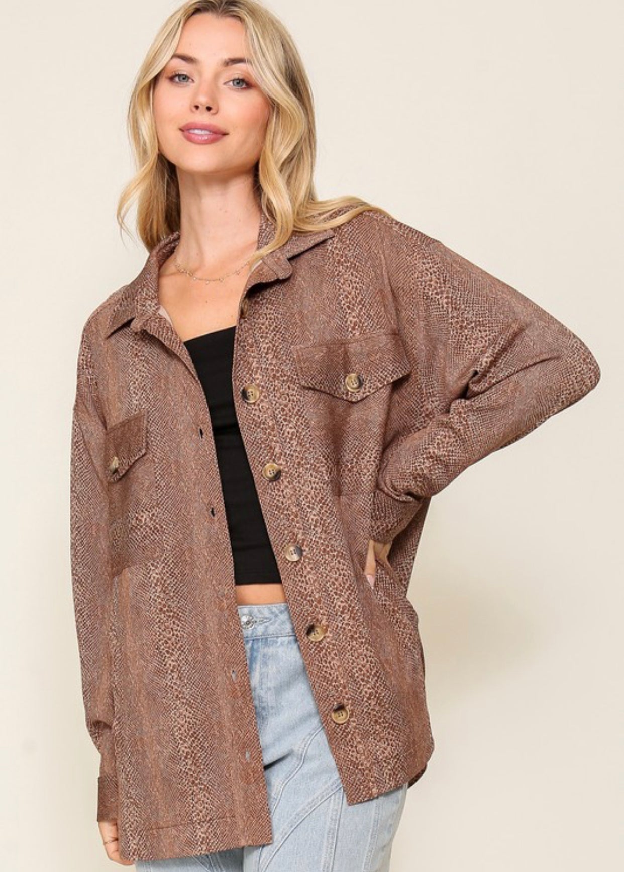 Snake Print Oversized Jacket
