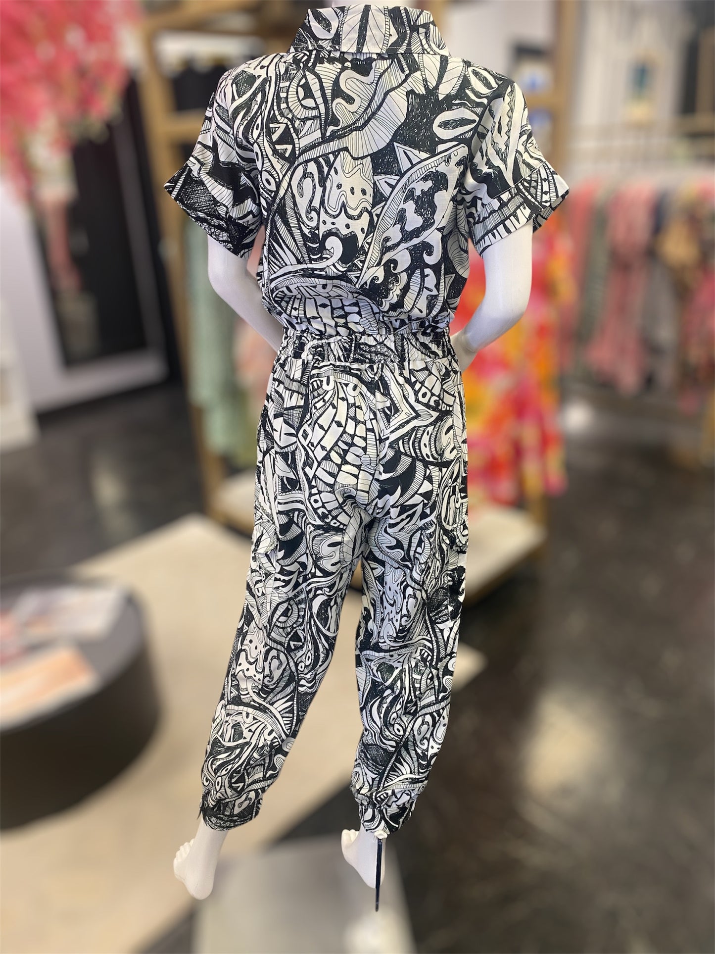 Le Blanc Black & White Button Jumpsuit