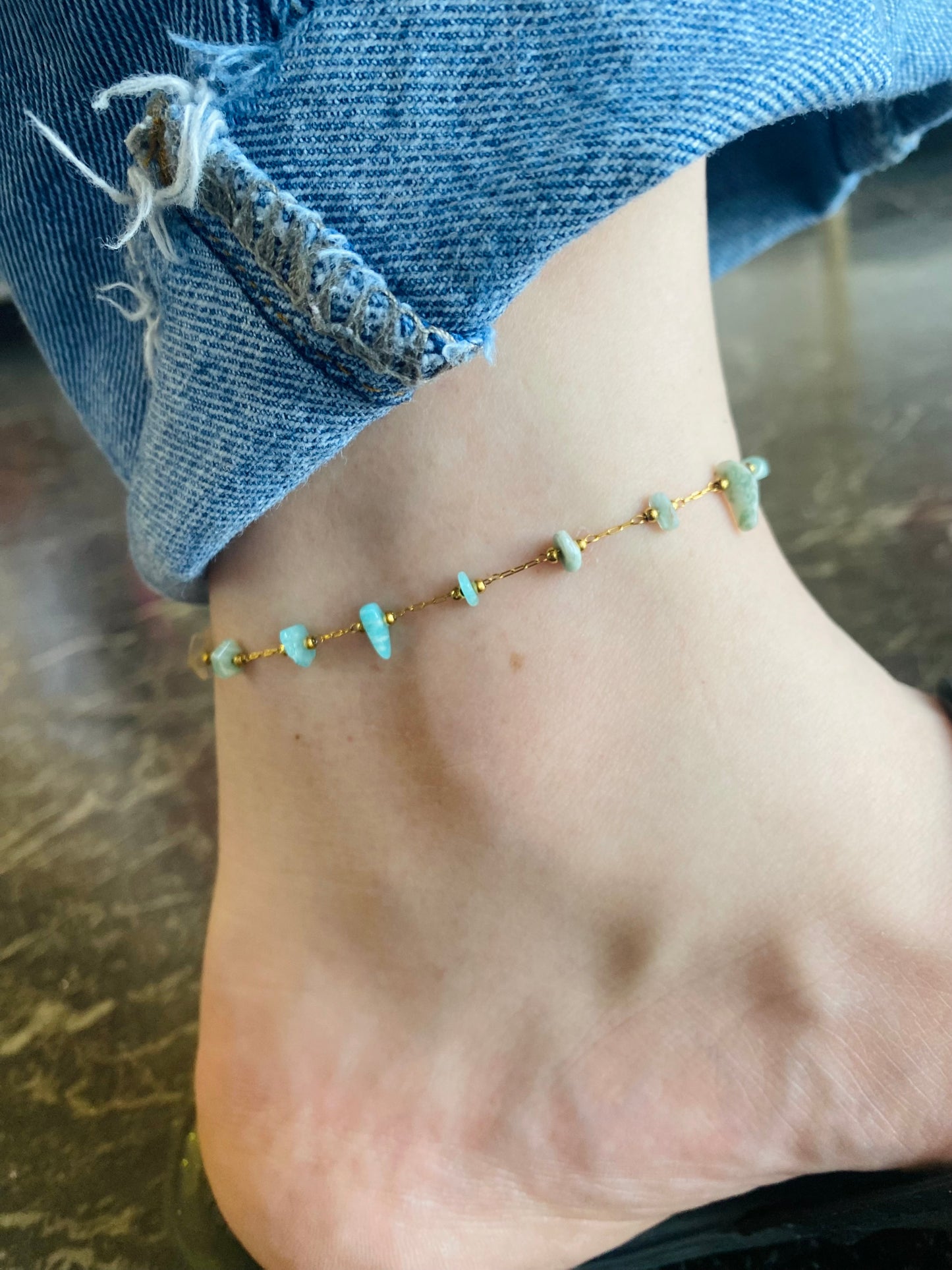 Sea Foam Beach Glass Anklet