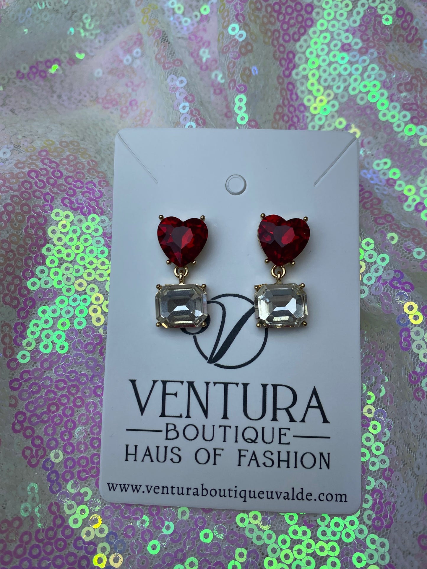 Bejeweled Heart Earrings