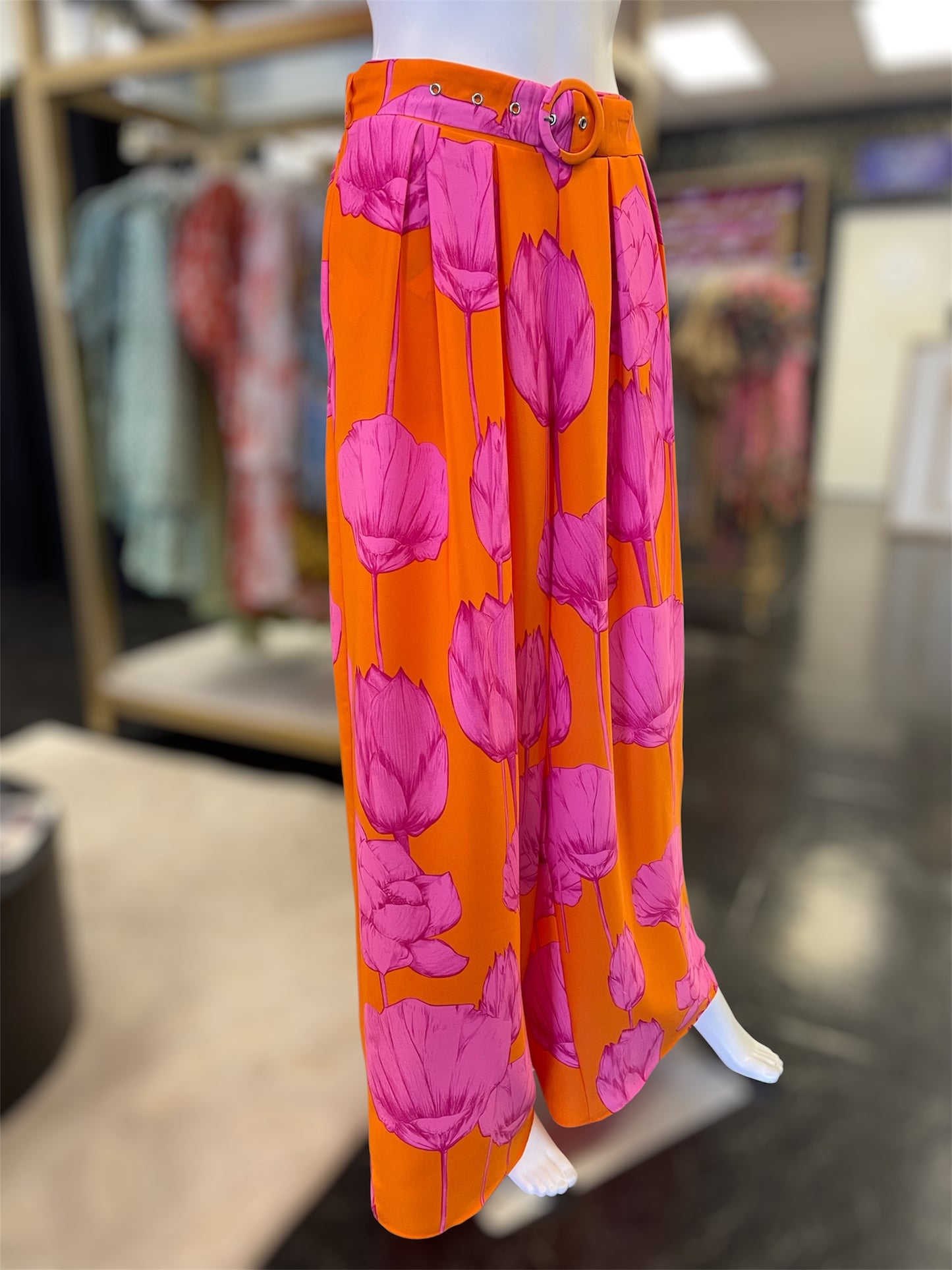 Elastic Waist Front Pocket Floral Boho Pants