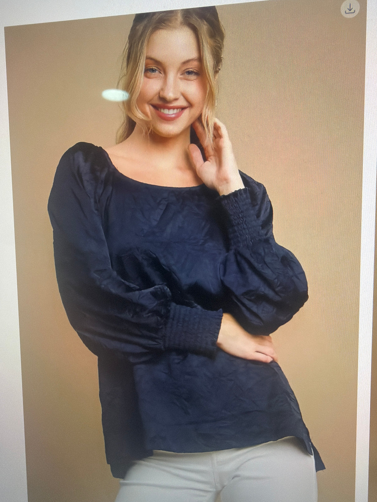 Navy Wrinkle Effect Top