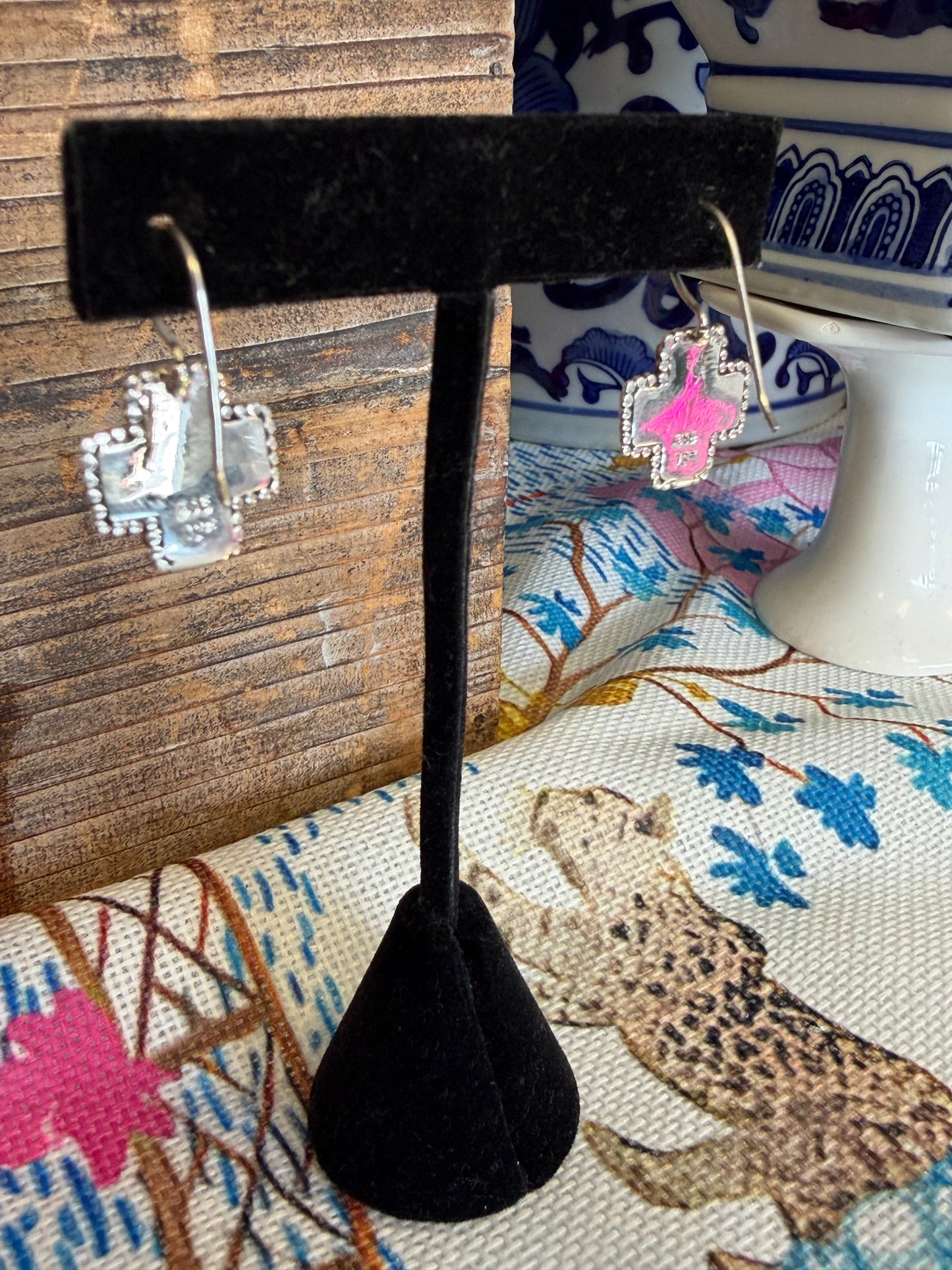 Sterling Silver Mother Of Pearl Fish Hook Earrings