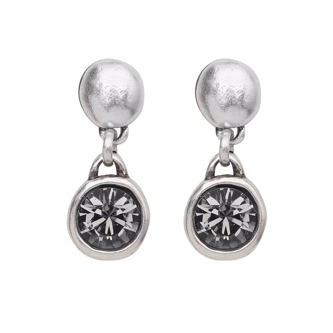 Handmade Crystal Pewter Earrings - 1928