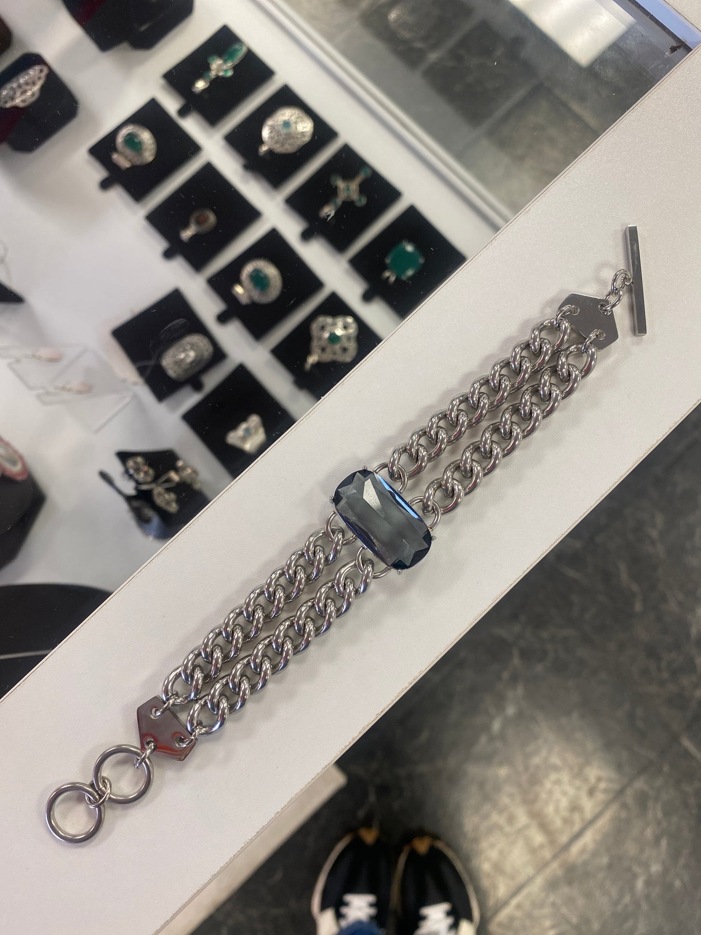 Stainless Steel Chunky Toggle Bracelet