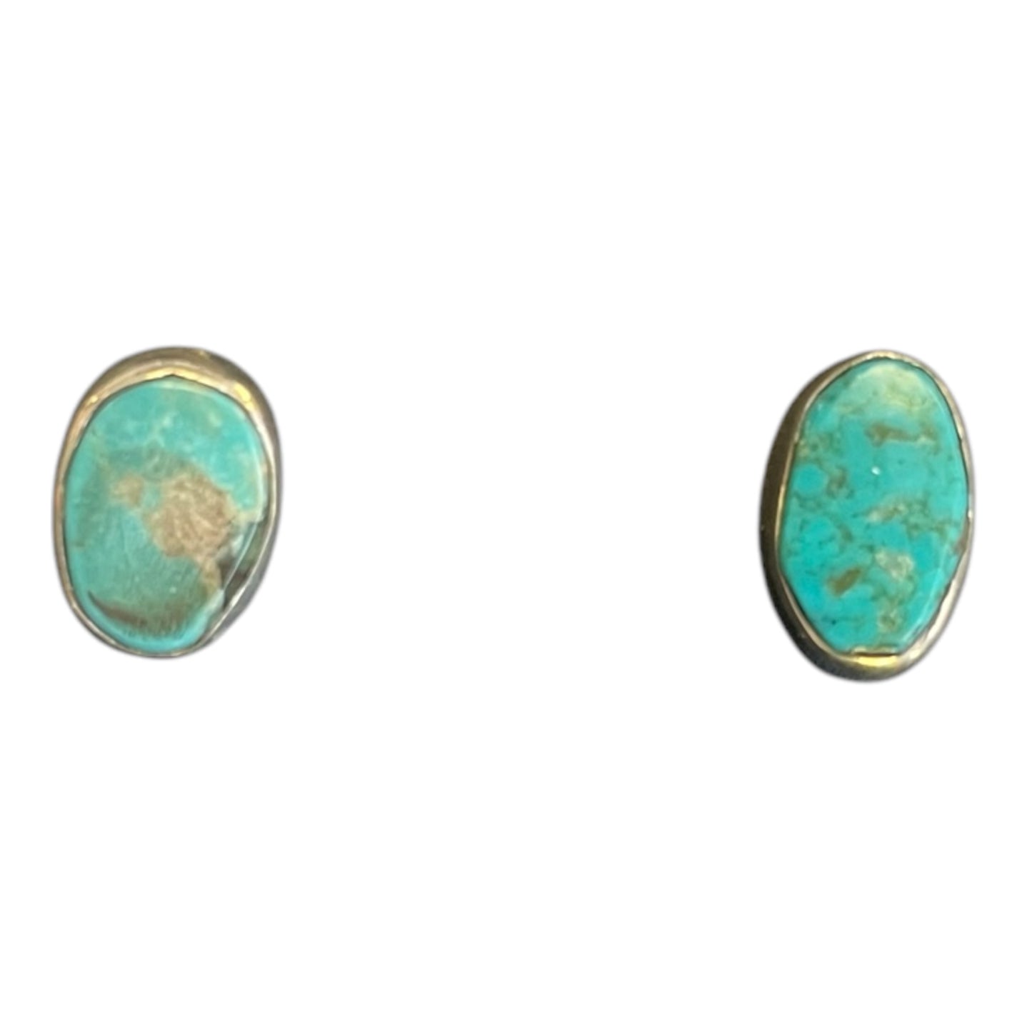 green Arizona Mohave Turquoise Sterling Silver Stud Earrings