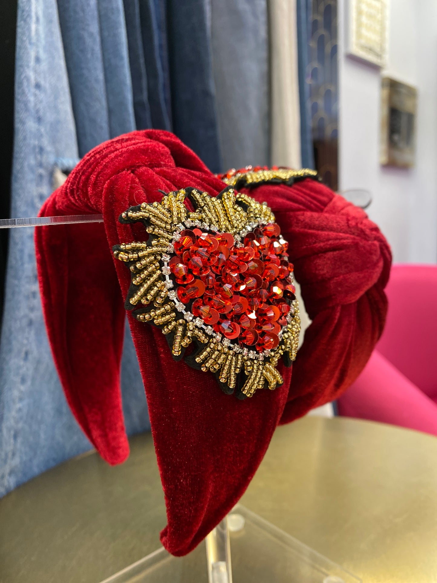 Crush Velvet Crystal Heart Headband