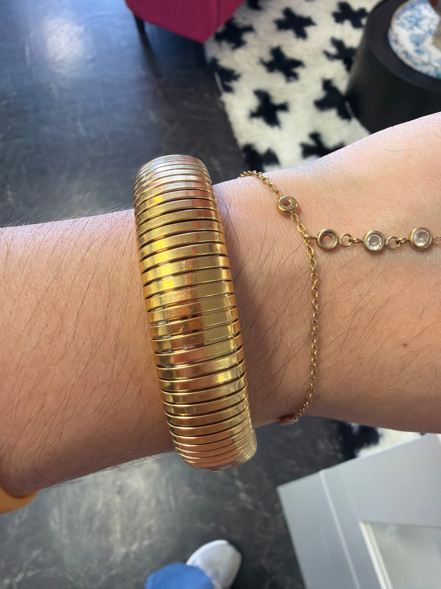 Gold Platted Stainless Steel Stretchy Bracelet