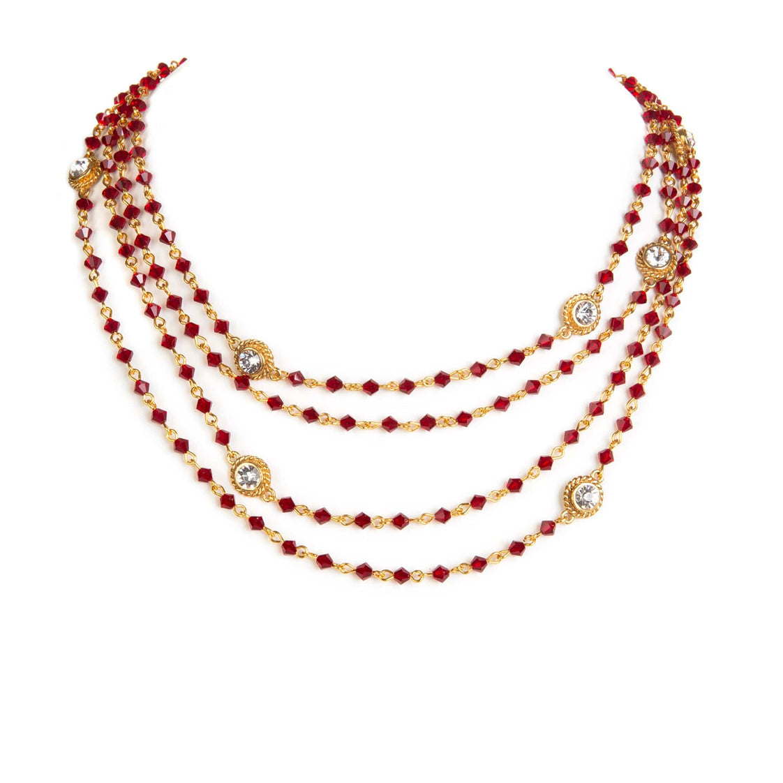 Magdalena - 4mm Bicone - Gold / Garnet