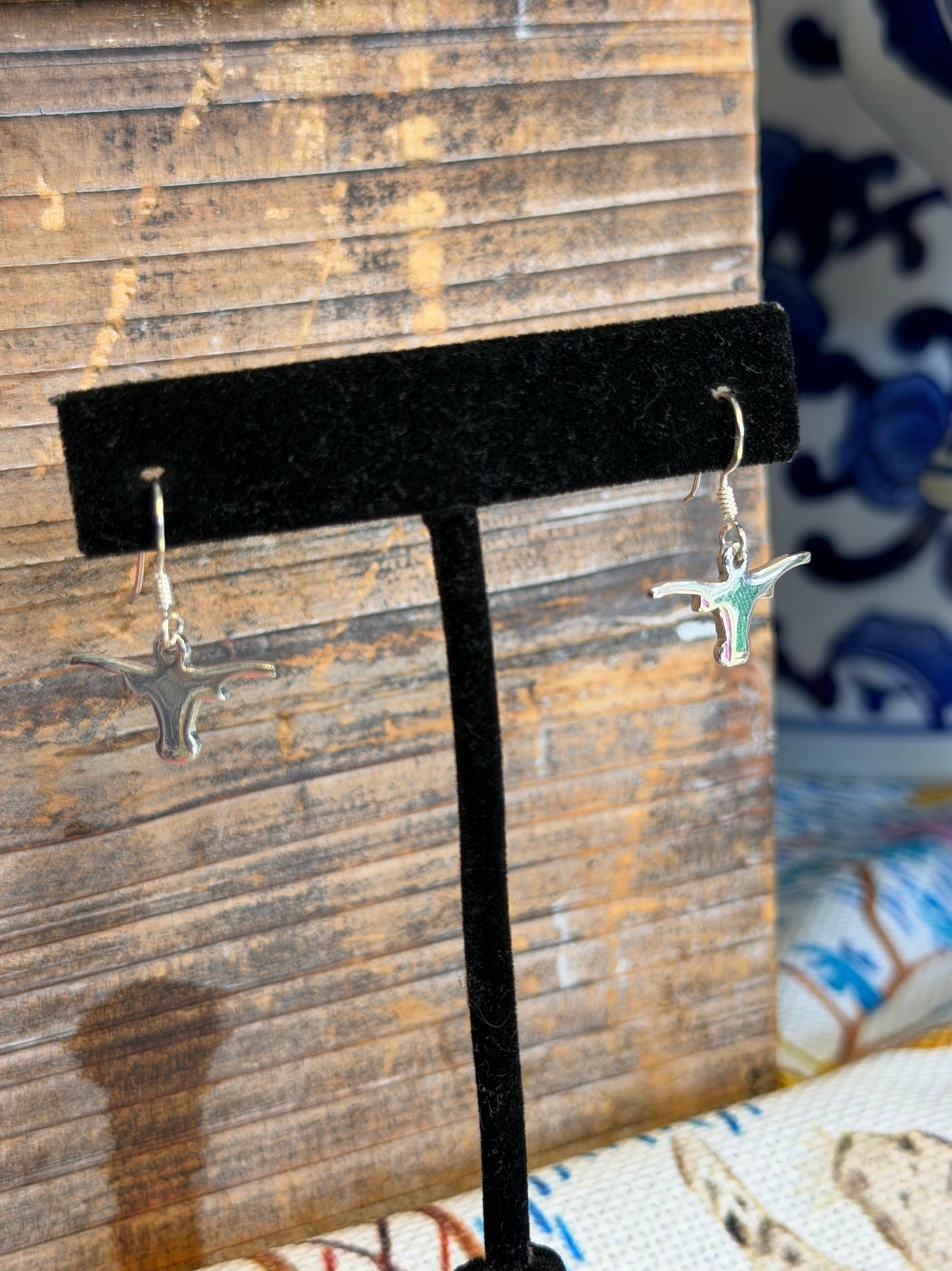 Mini Sterling Silver Long Horn Earrings