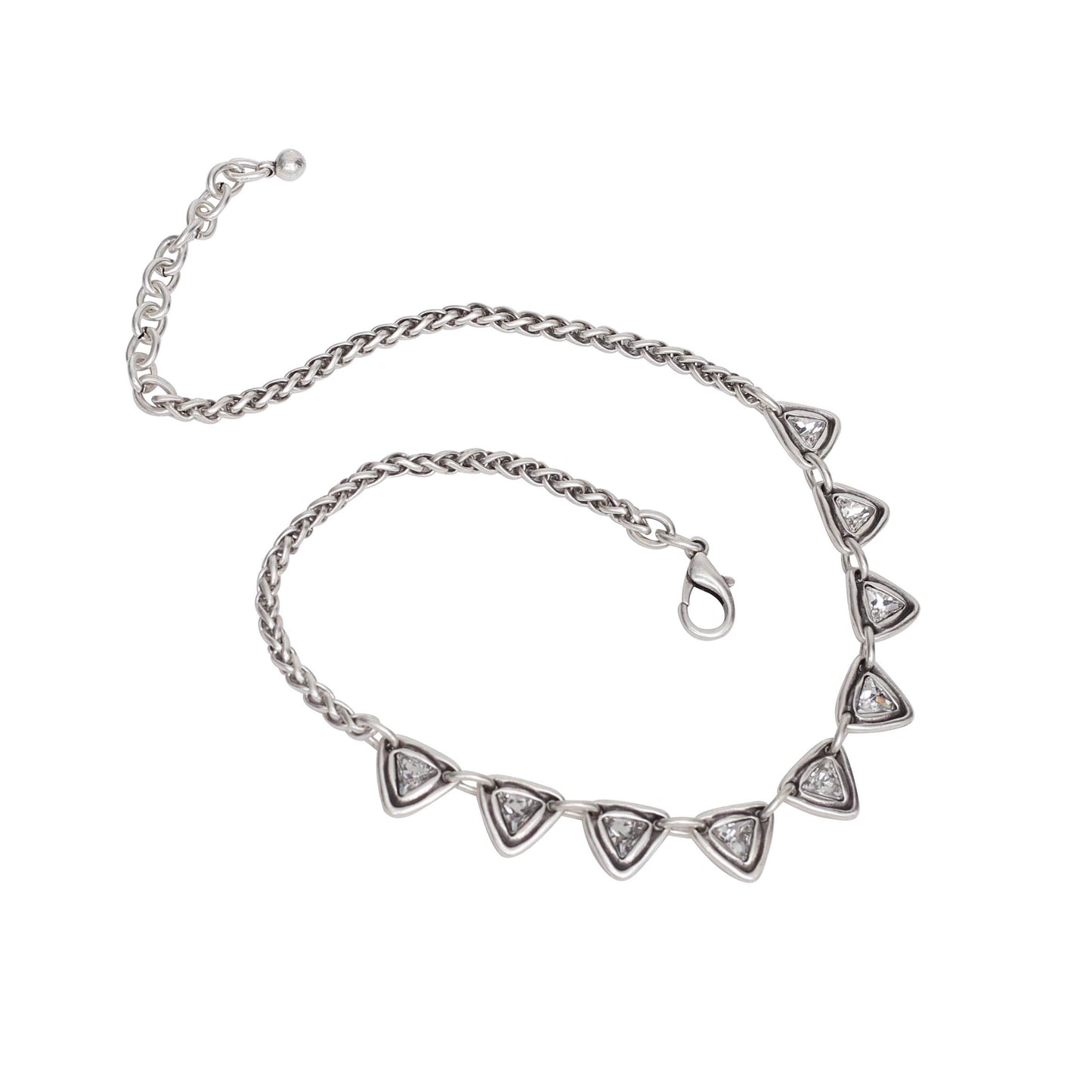 Handmade Pyramids Crystal Pewter Necklace - 3953