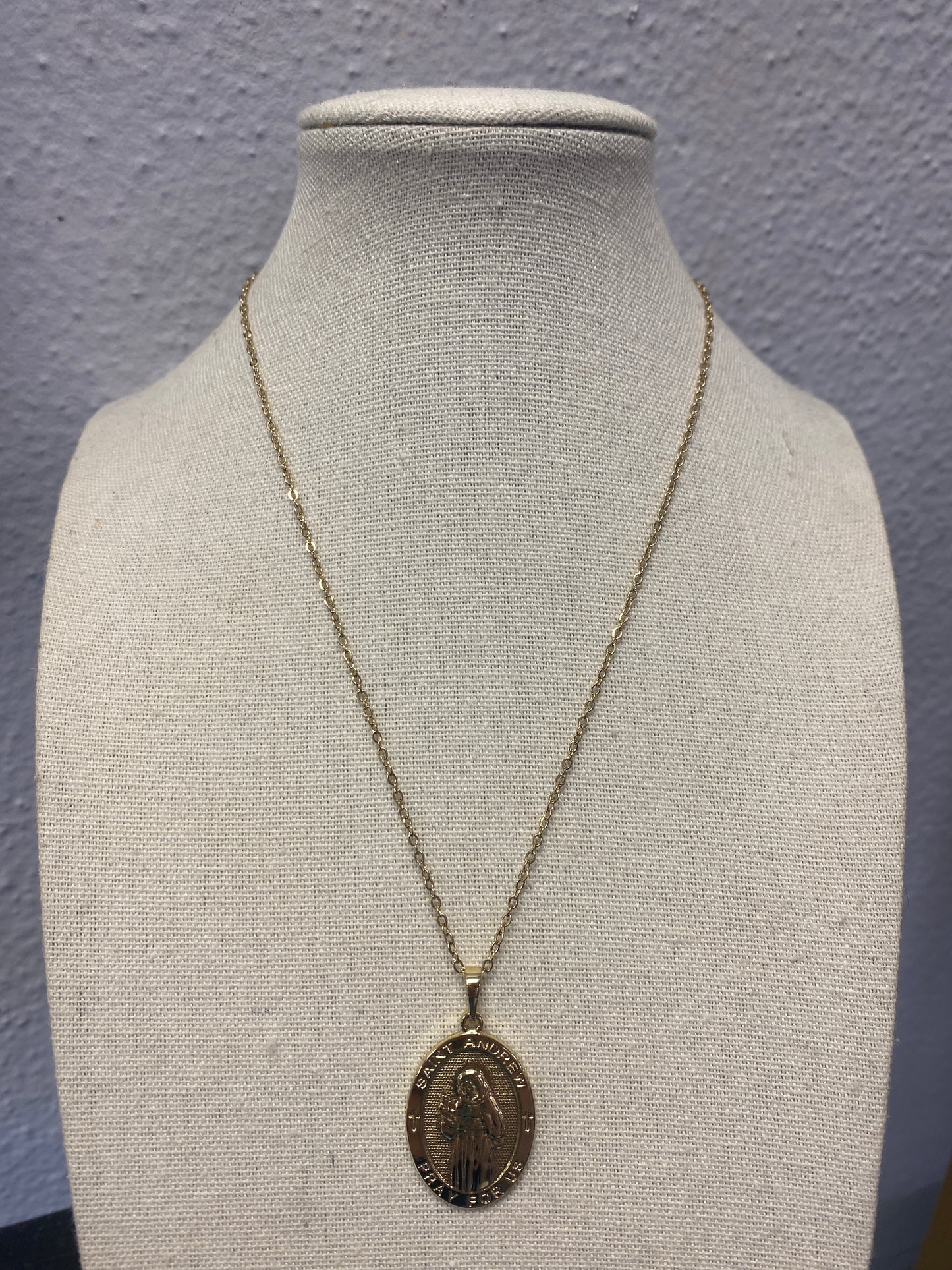 Saint Anthony Gold Religious Necklace