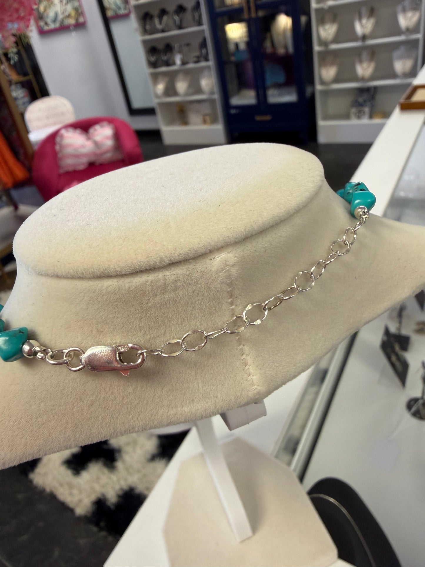 Sterling Silver Turquoise & Pearl Necklace